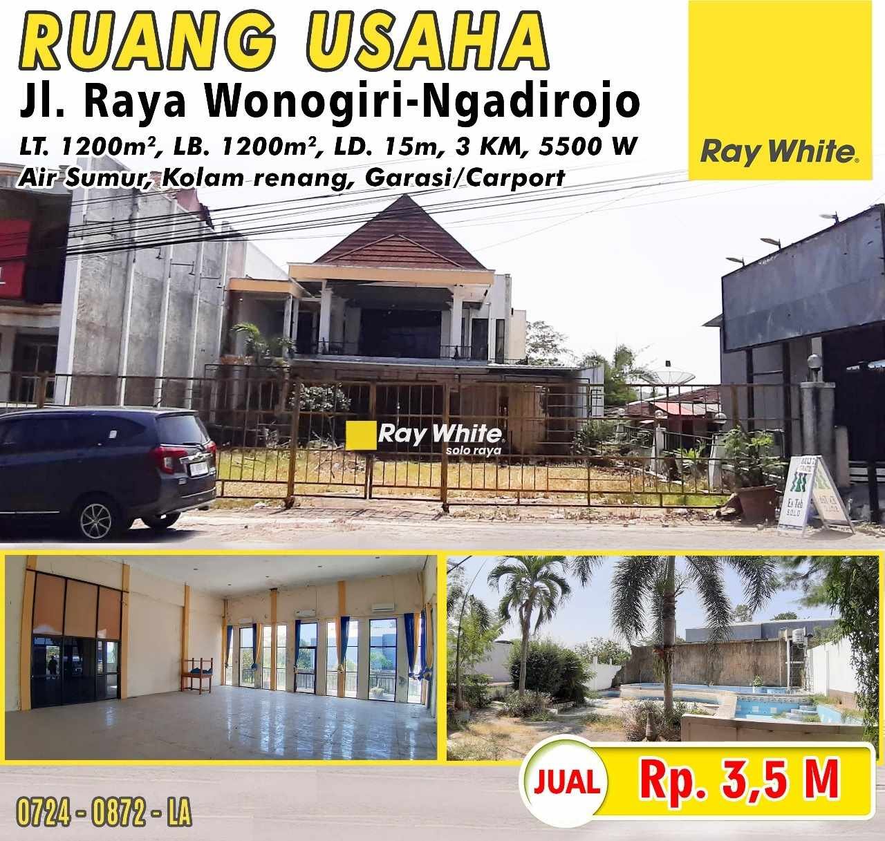 0872. Lea-Ruang usaha jual jl. raya wonogiri-ngadirojo jatibadung purworejo wonogiri. Hrg 3,5M (pra listing)