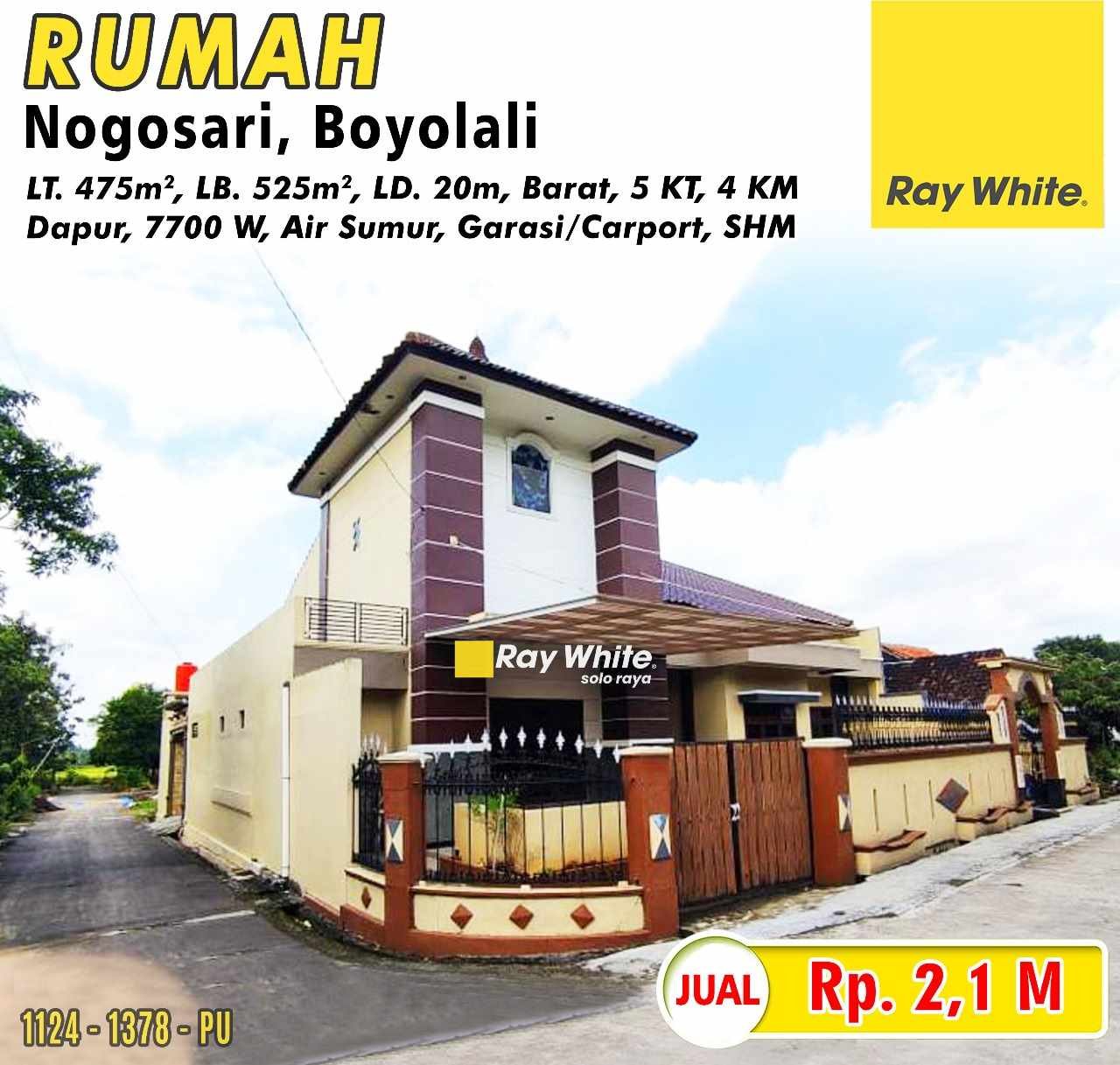 1378. Purwanti-Rumah jual Ds. cemoro kalioso ketitang nogosari boyolali. SHM 3261,3260. Hrg 2,1M