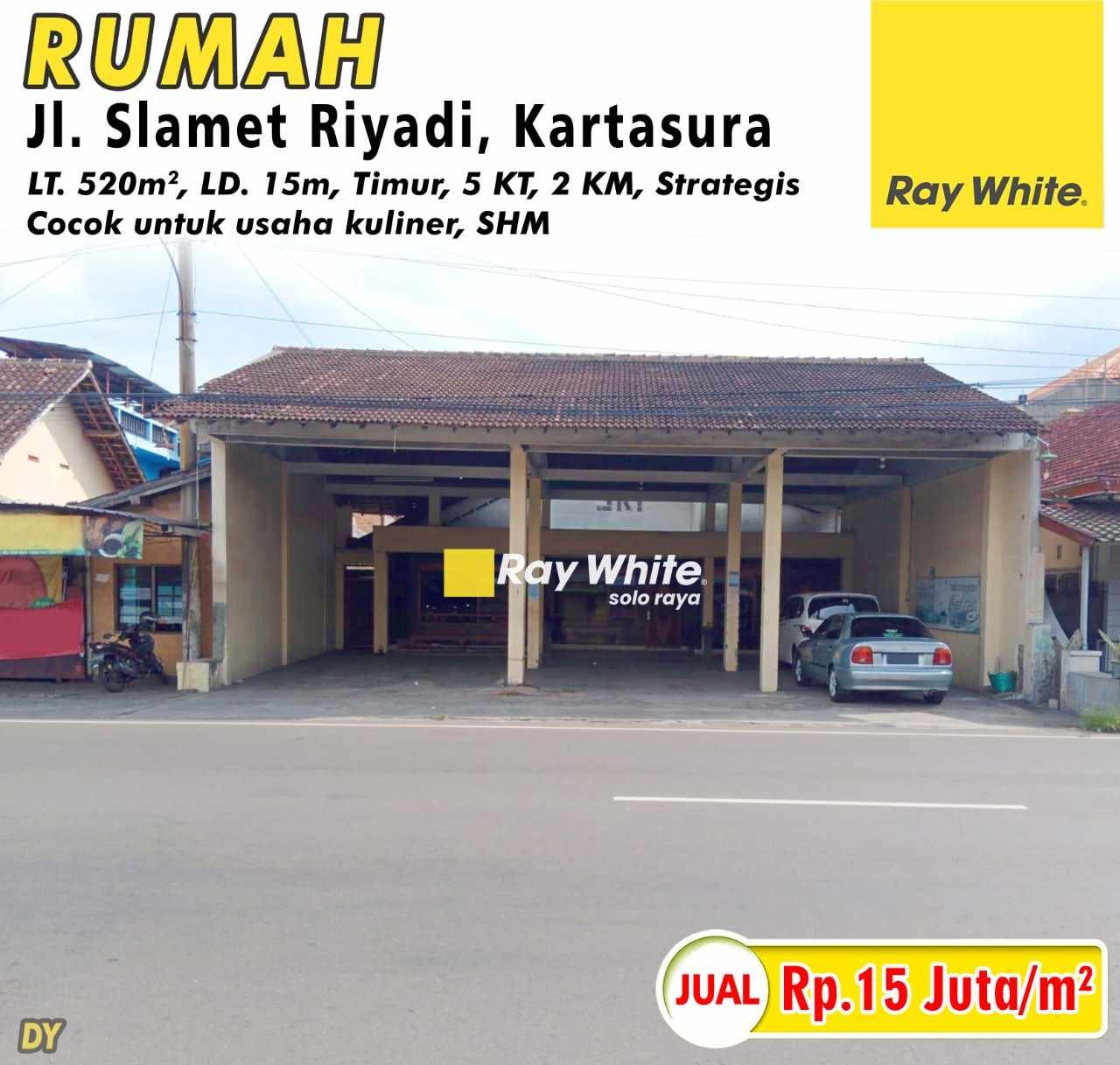 Danny-Rumah jual jl. slamet riyadi kartasura sukoharjo. SHM 1577. Hrg 15Jt per m2