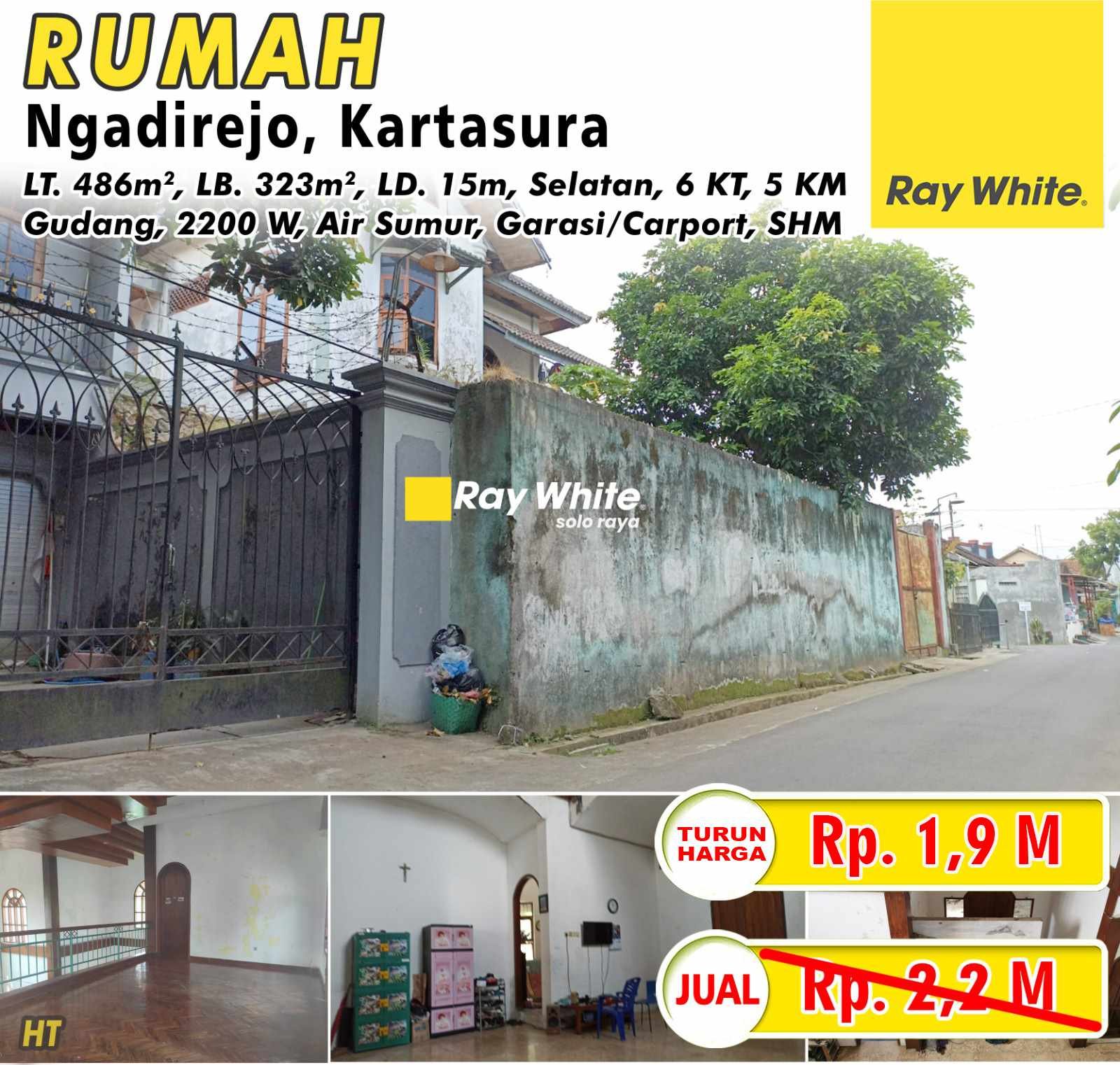 Hartono-Rumah jual jl. pisang ngadirejo kartasura sukoharjo. HRg 2,2M turun jd 1,9M (pra listing)