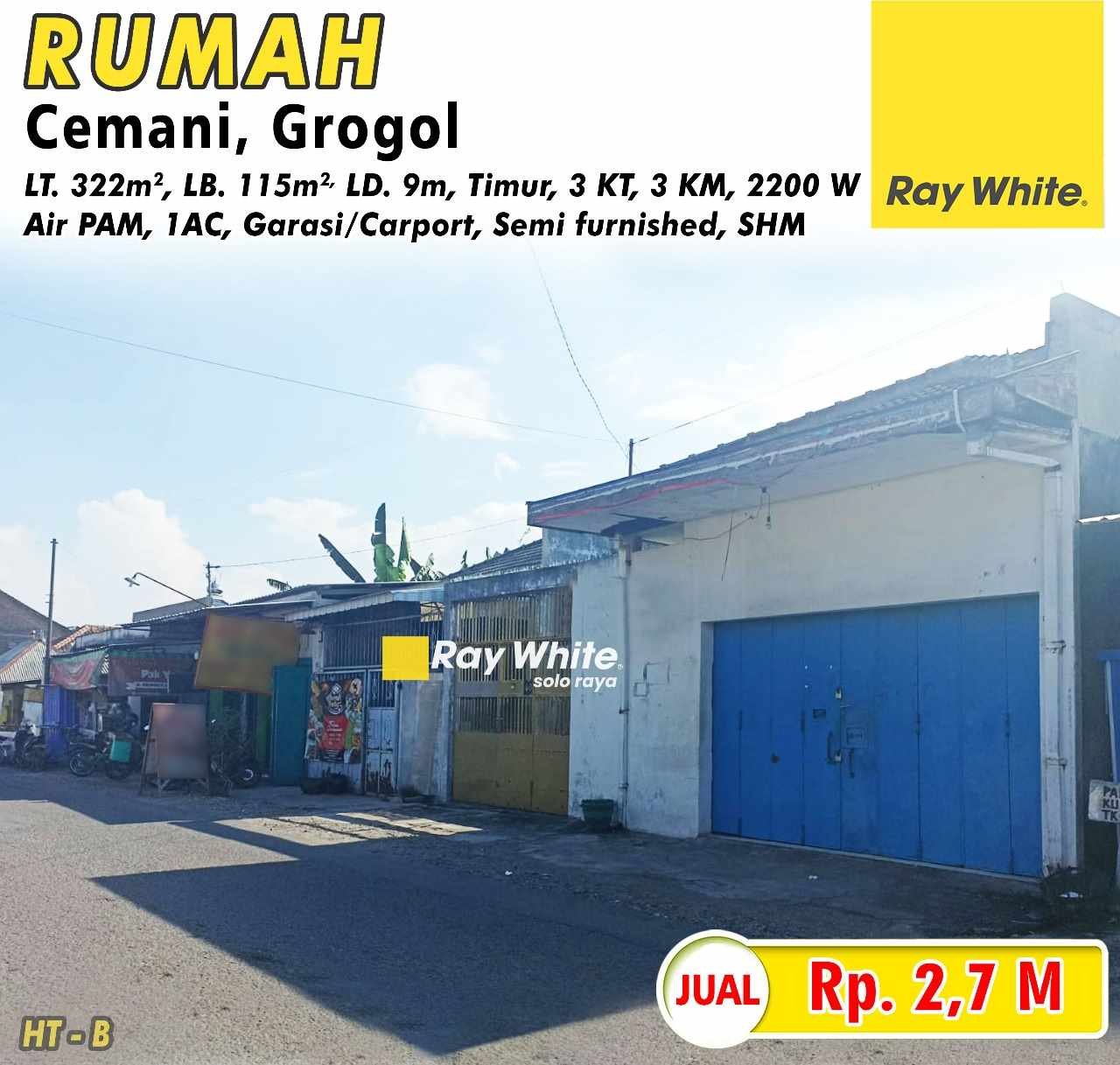 Hartono-Rumah jual jl. sidomukti cemani grogol sukoharjo. SHM 2751. HRg 2,7M. Grade B