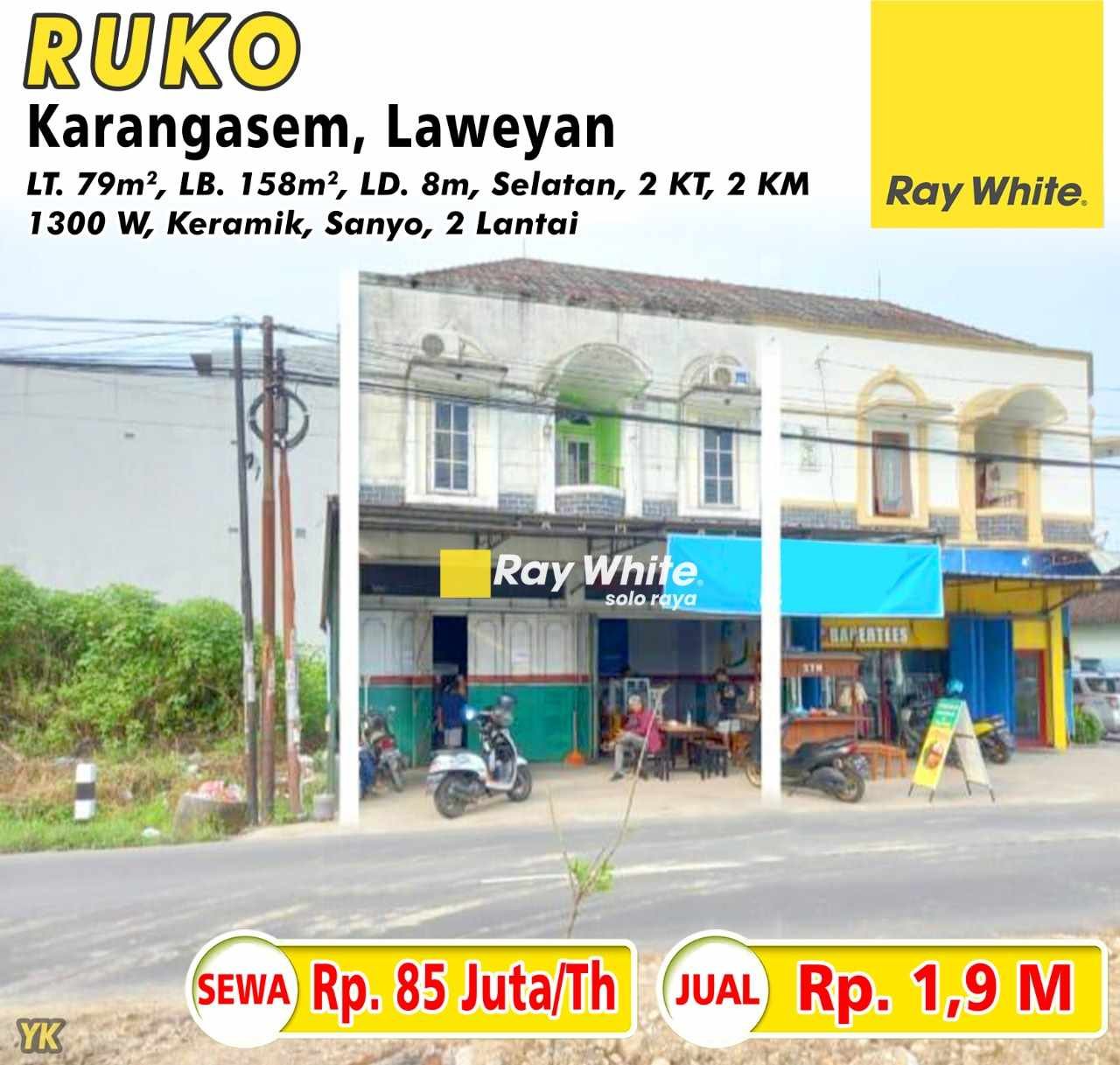 Yanik-Ruko jual sewa karangasem laweyan surakarta. Hrg 85Jt per th; 1,9M (pra listing)