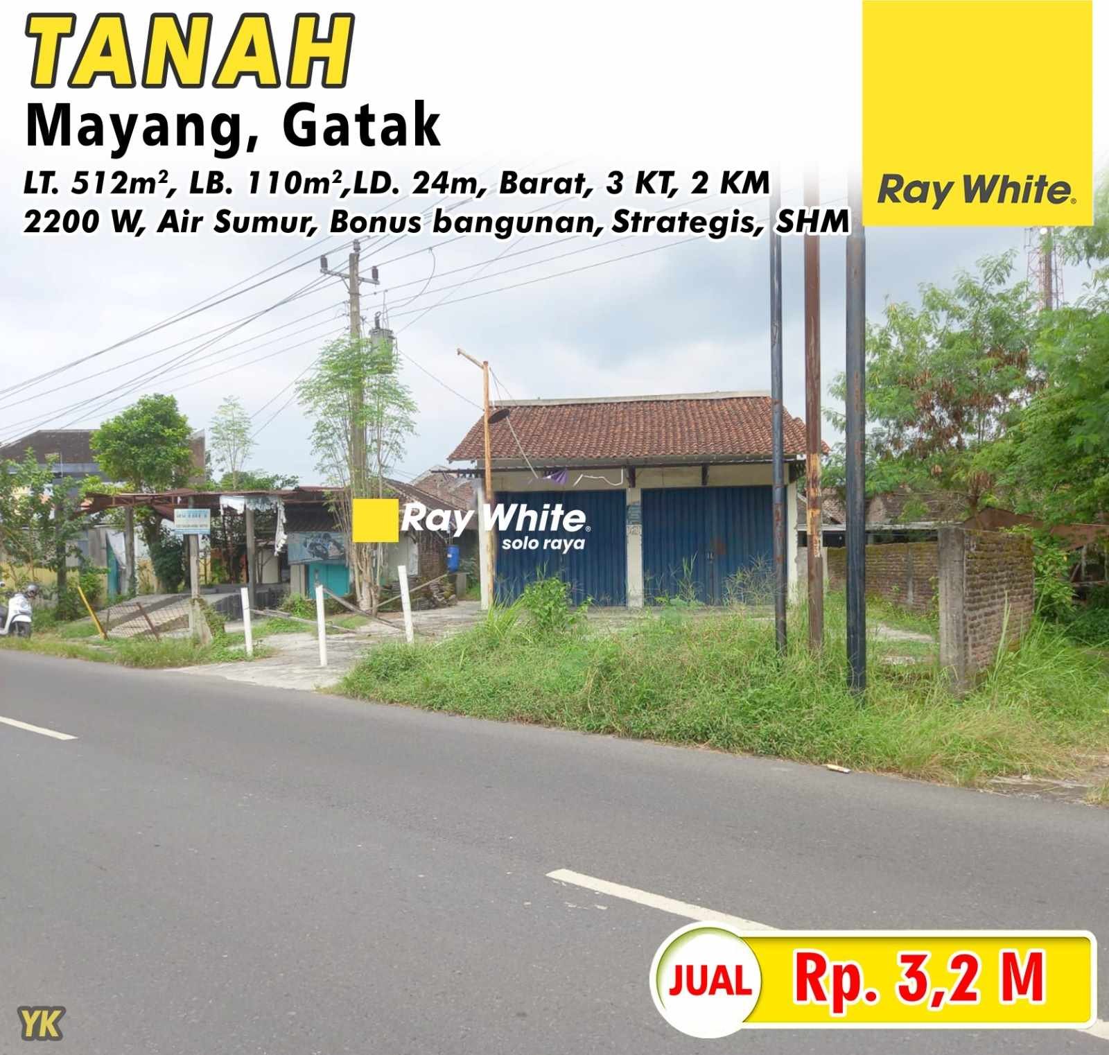 Yanik-Tanah jual mayang gatak sukoharjo. SHM. HRg 3,2M
