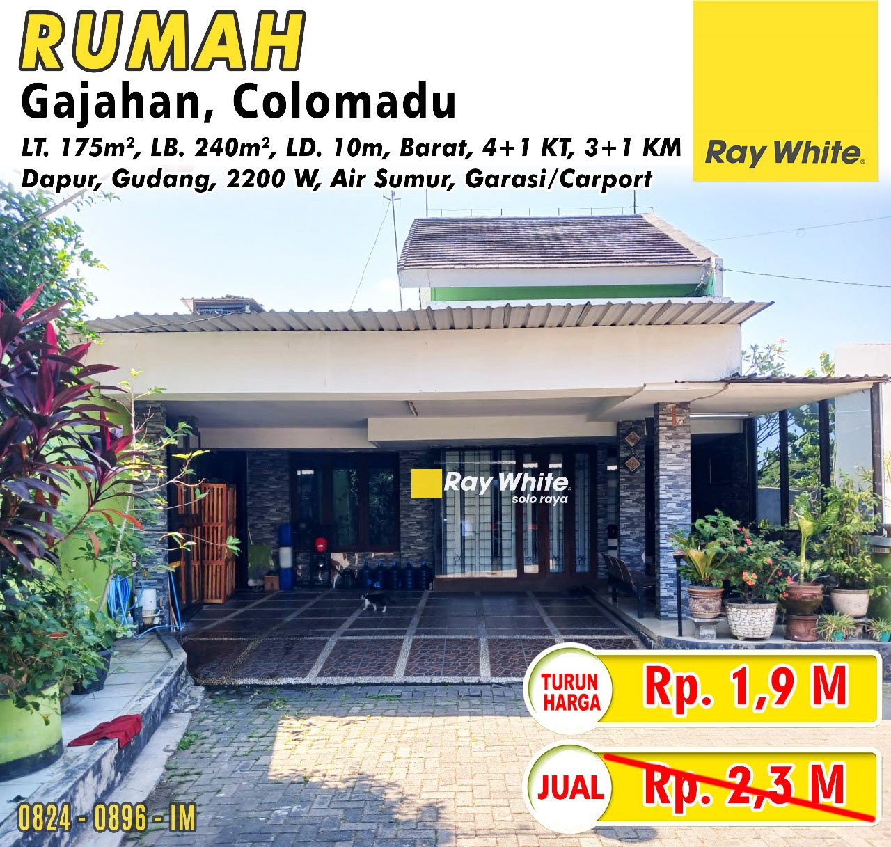 0896. Imam-Rumah jual perumahan permata adi sucipto gajahan colomadu karanganyar, HRg 2,3M turun jd 1,9M (pra listing)