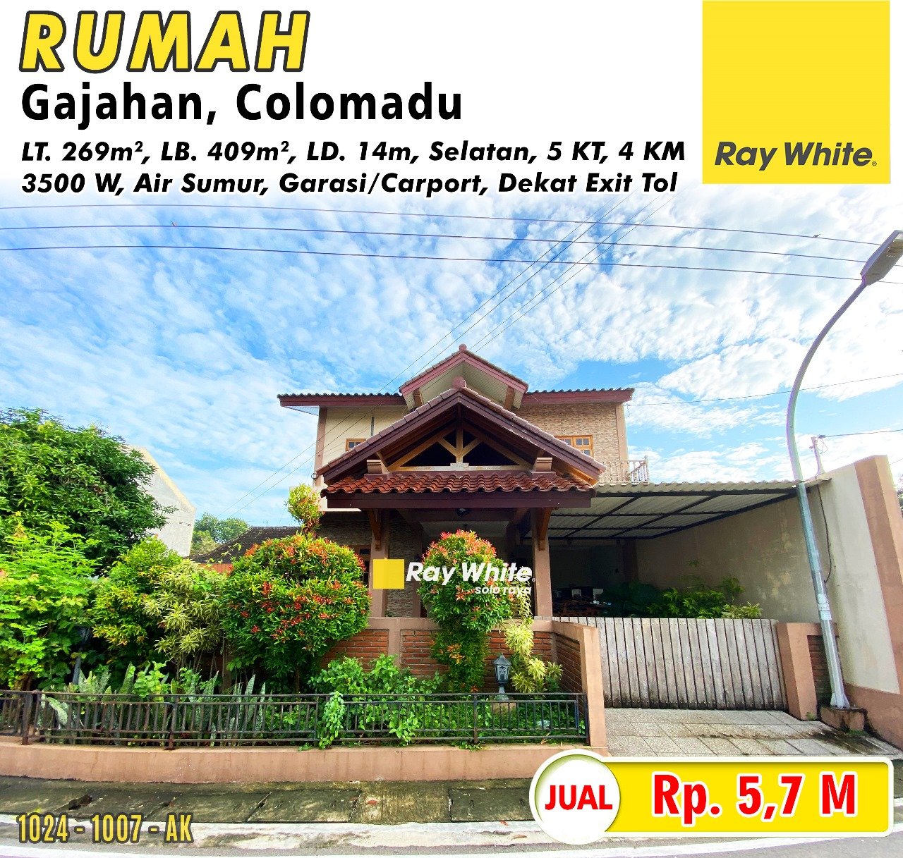 1007. Anik-Rumah jual Gg. Melati kasura gajahan colomadu karanganyar. HRg 5,7M (pra listing)