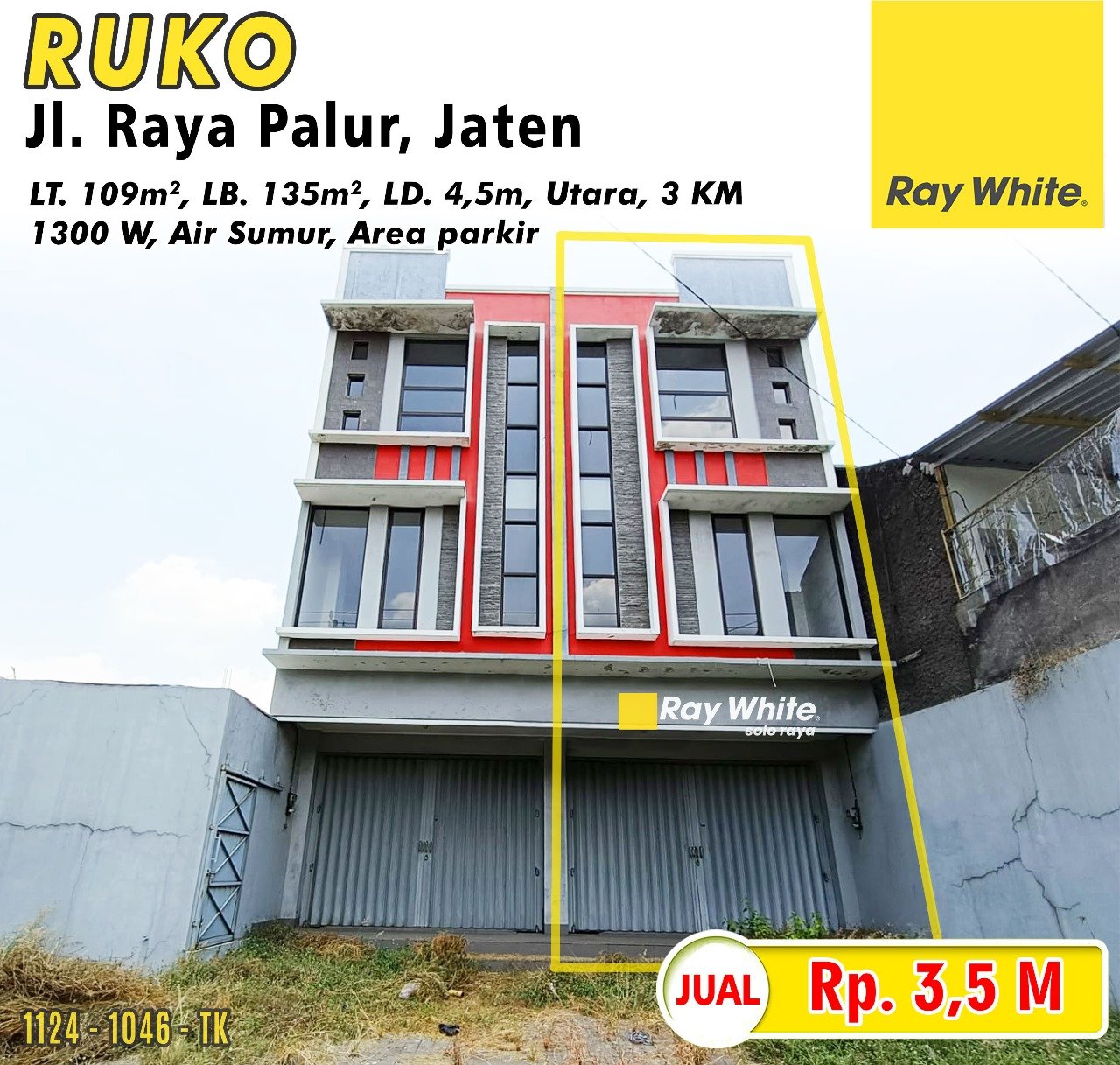 1046. Tatik-Ruko jual jl. raya palur ngringo jaten karanganyar. HRg 3,5M (pra listing)