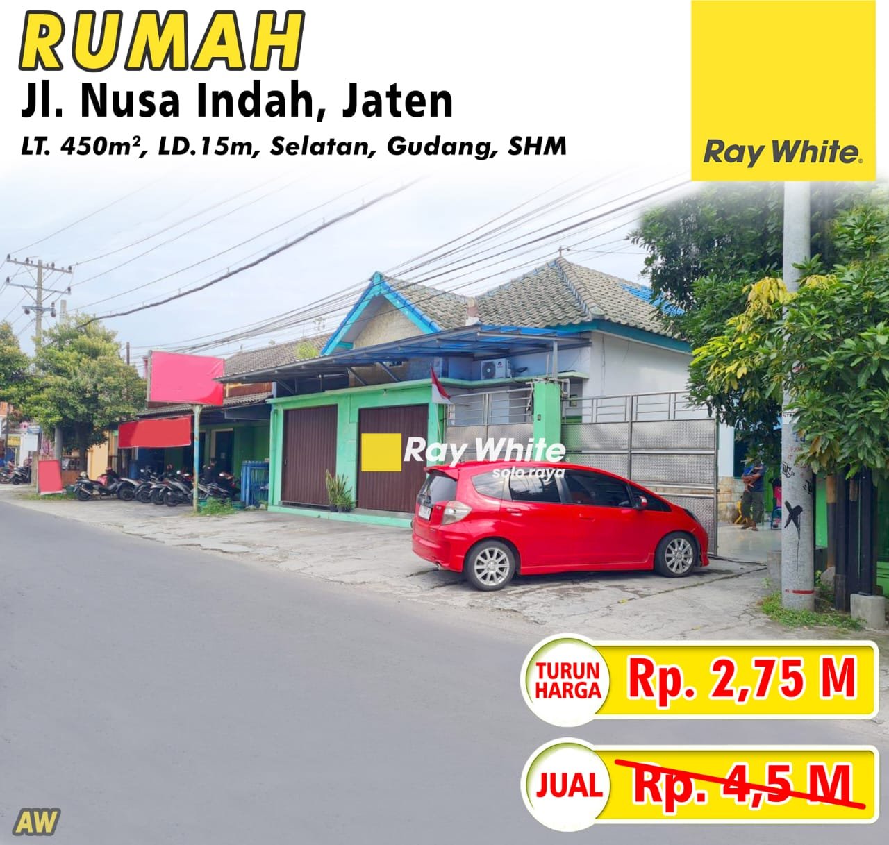 Awan-Rumah jual jl. nusa indah ngringo jaten karanganyar. SHM 3597. Hrg 4,5M turun jd 2,75M