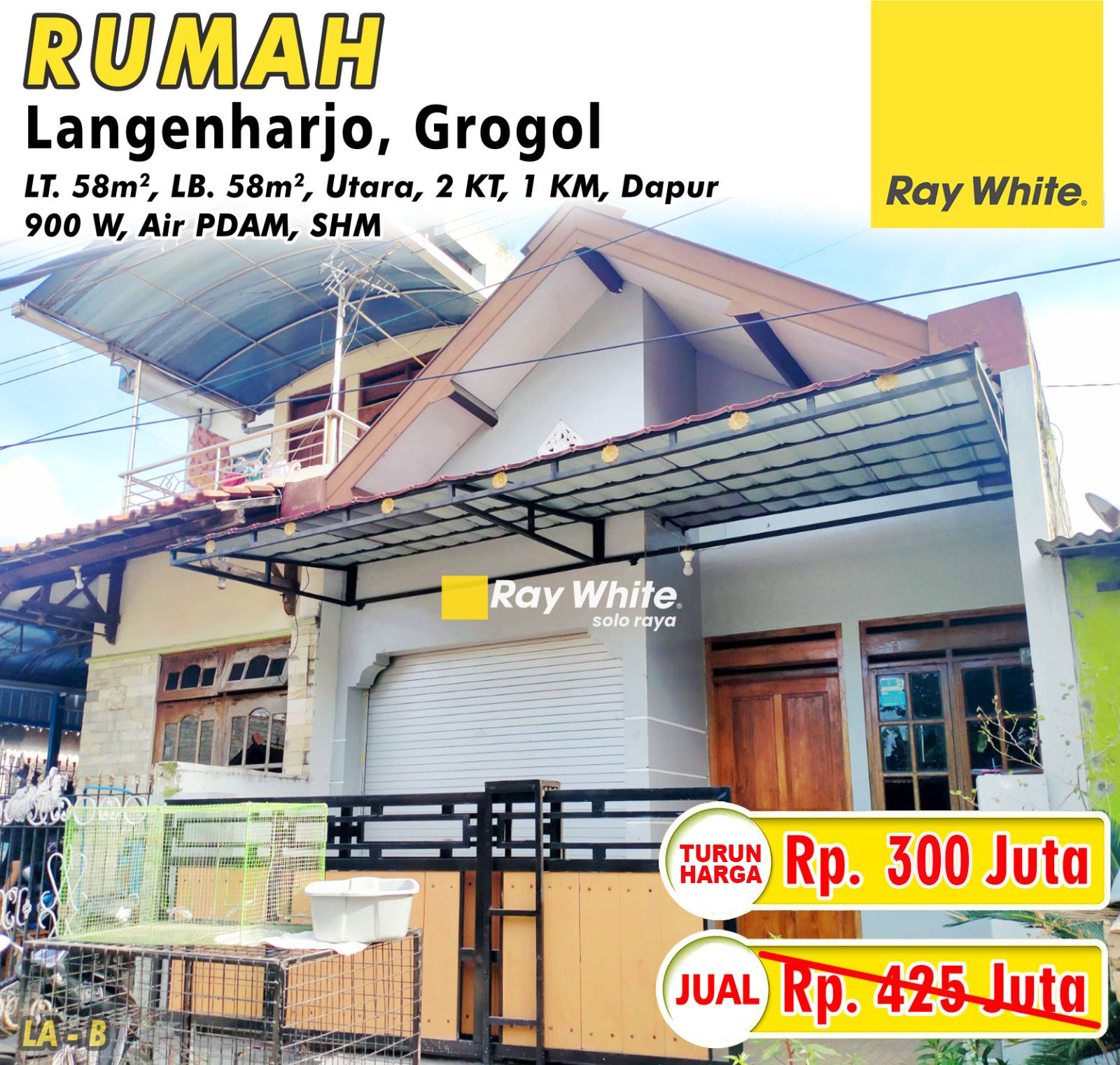 Lea-Rumah jual jl. priyambodo langenharjo grogol sukoharjo. SHM 3035. Hrg 425Jt turun jd 300Jt. Grade B