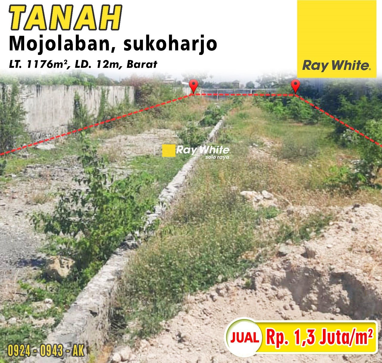 0943. Anik-tanah jual joho mojolaban sukoharjo. HRg 1,3Jt per m2 (pra listing)