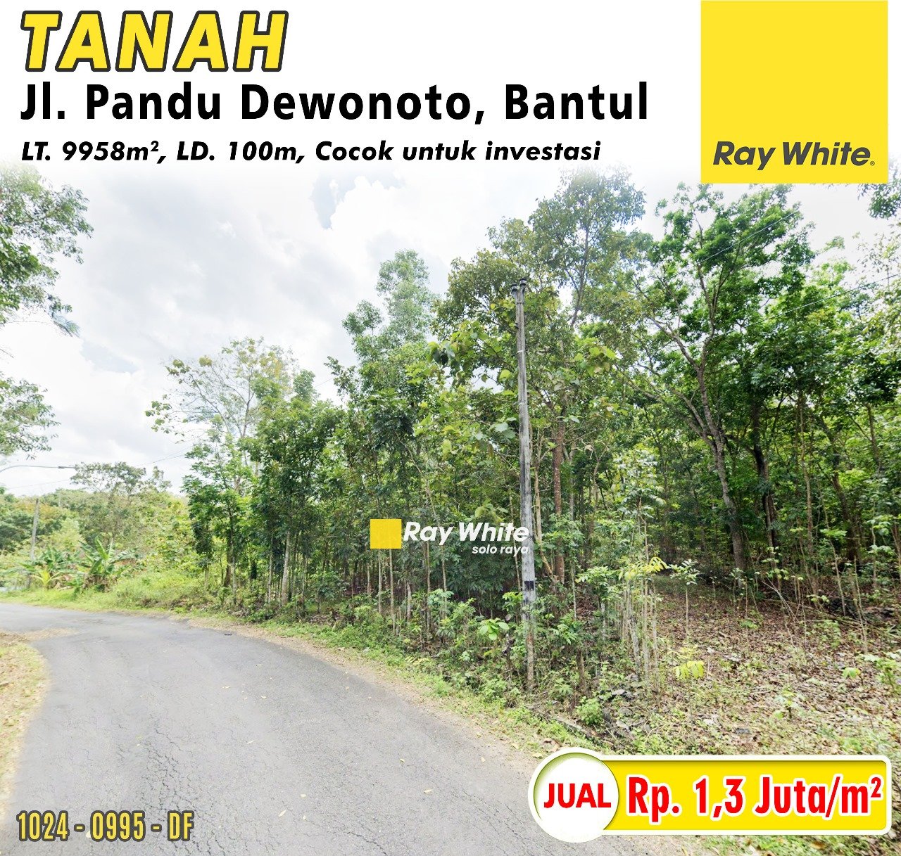 0995. Defri-Tanah jual jl. pandu dwonoto guwosari pajangan bantul. Hrg 1,3Jt per m2 (pra listing)