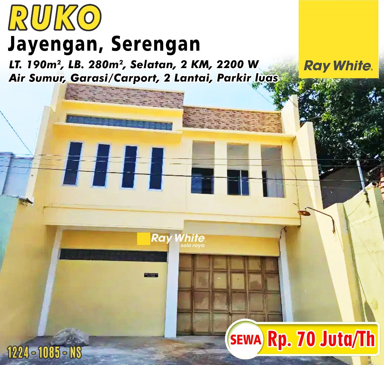 1085. Nysa-Ruko sewa jl. puntadewa jayengan serengan surakarta. HRg 70Jt per th (pra listing)