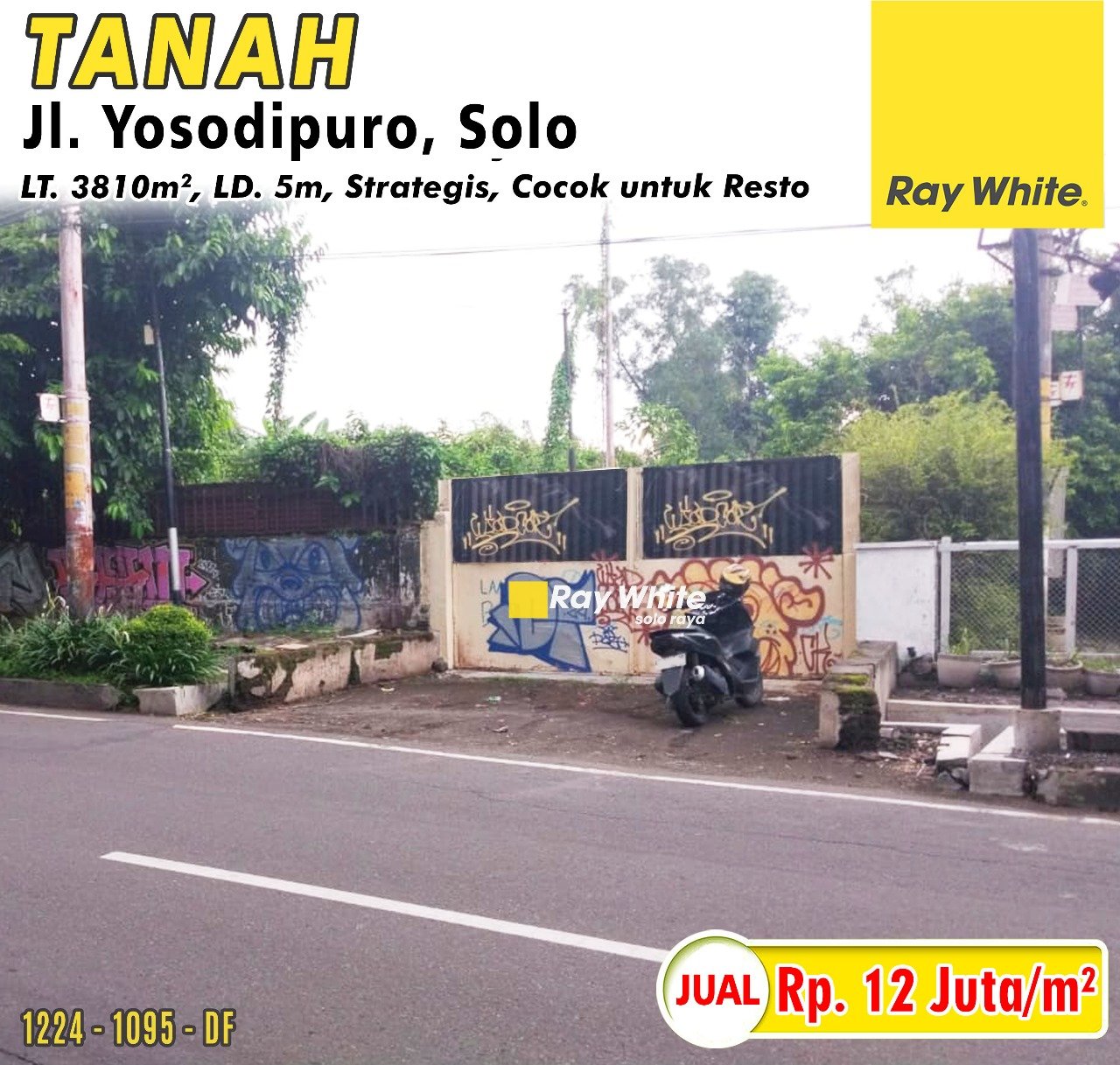 1095. Defri-Tanah jual jl. yosodipuro punggawan banjarsari surakarta. HRg 12Jt per m2 (pra listing)