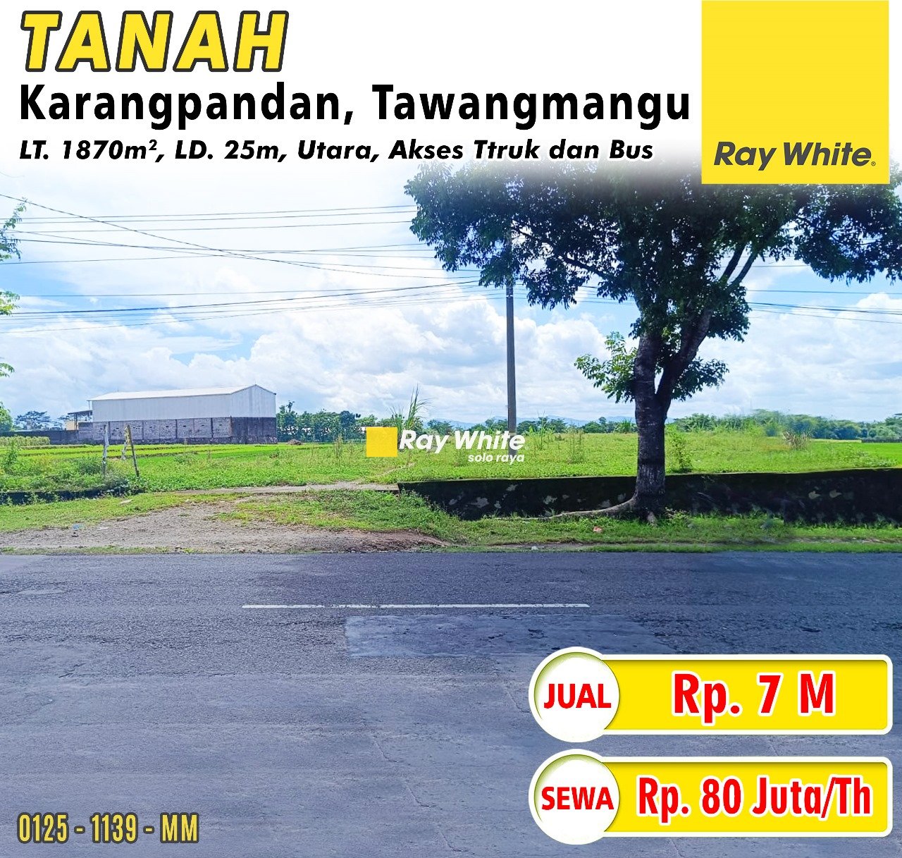 1139. Meme-Tanah jual sewa gayam dompo karangpandan tawangmangu karanganyar. HRg 7M; 80Jt per th (pra listing)