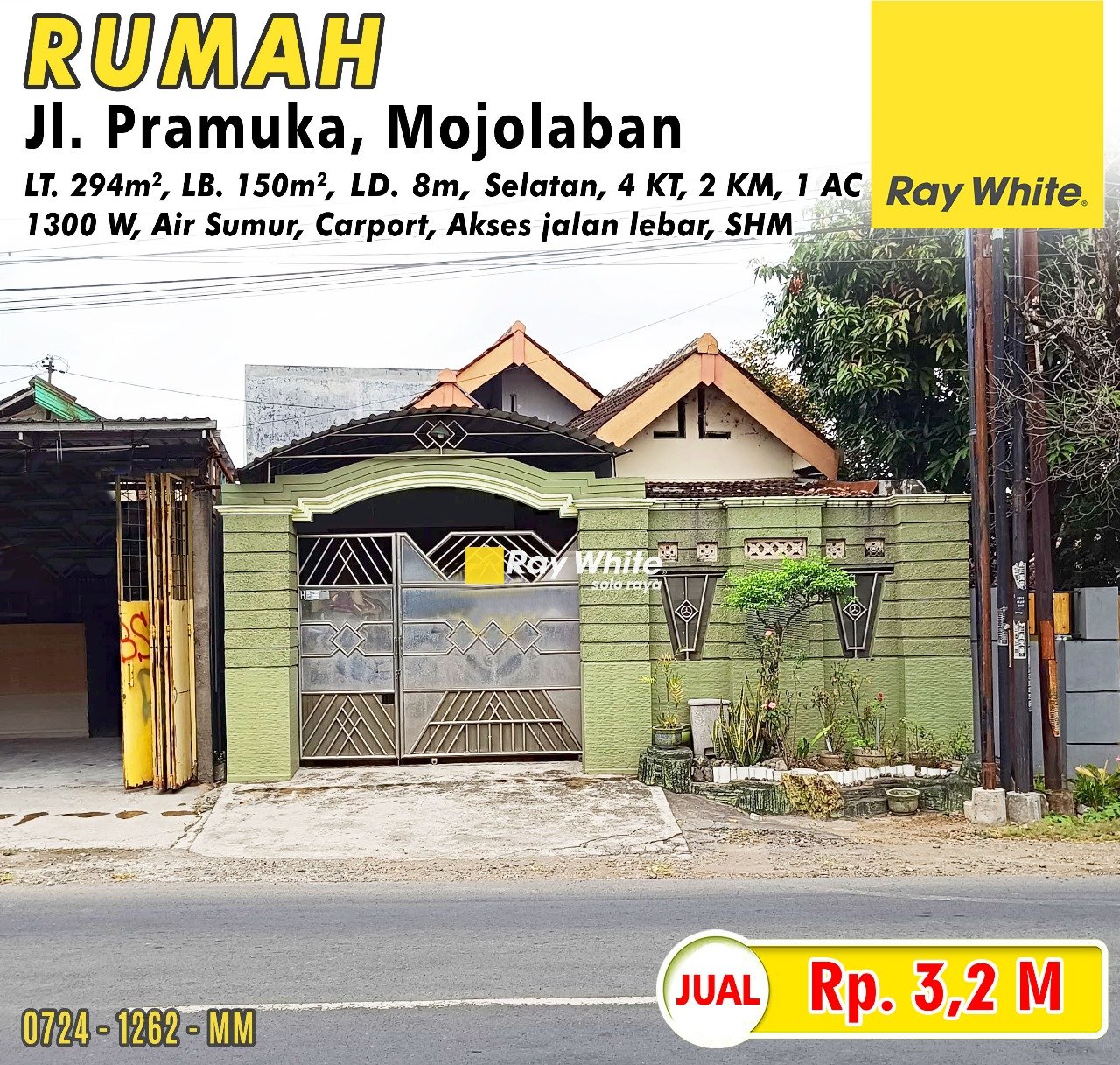 1262.Meme-Rumah jual jl. pramuka wirum mojolaban sukoharjo. SHM 3524. Hrg 3,2M