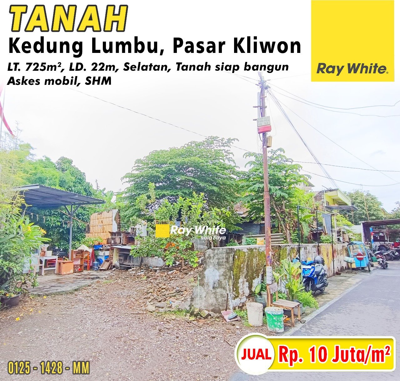 1428. Meme-Tanah jual Lojiwetan kedung lumbu pasar kliwon surakarta. HGB 559. Hrg 10Jt per m2