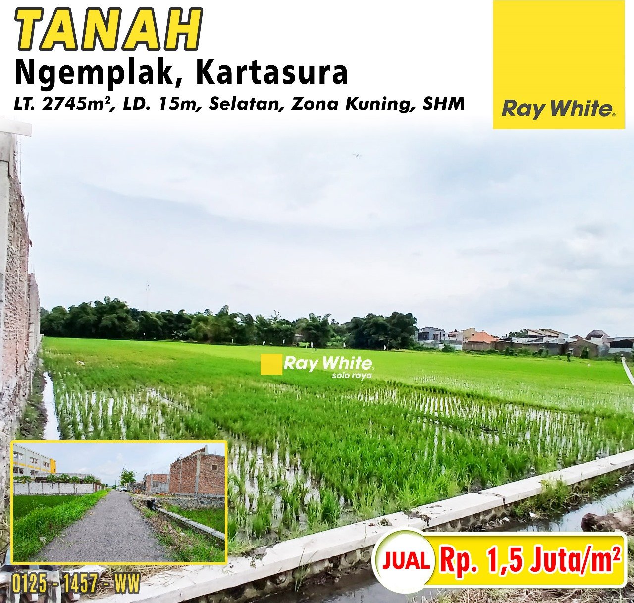 1457. Winny-Tanah jual ngemplak kartasura sukoharjo. SHM 1156. HRg 1,5Jt per m2