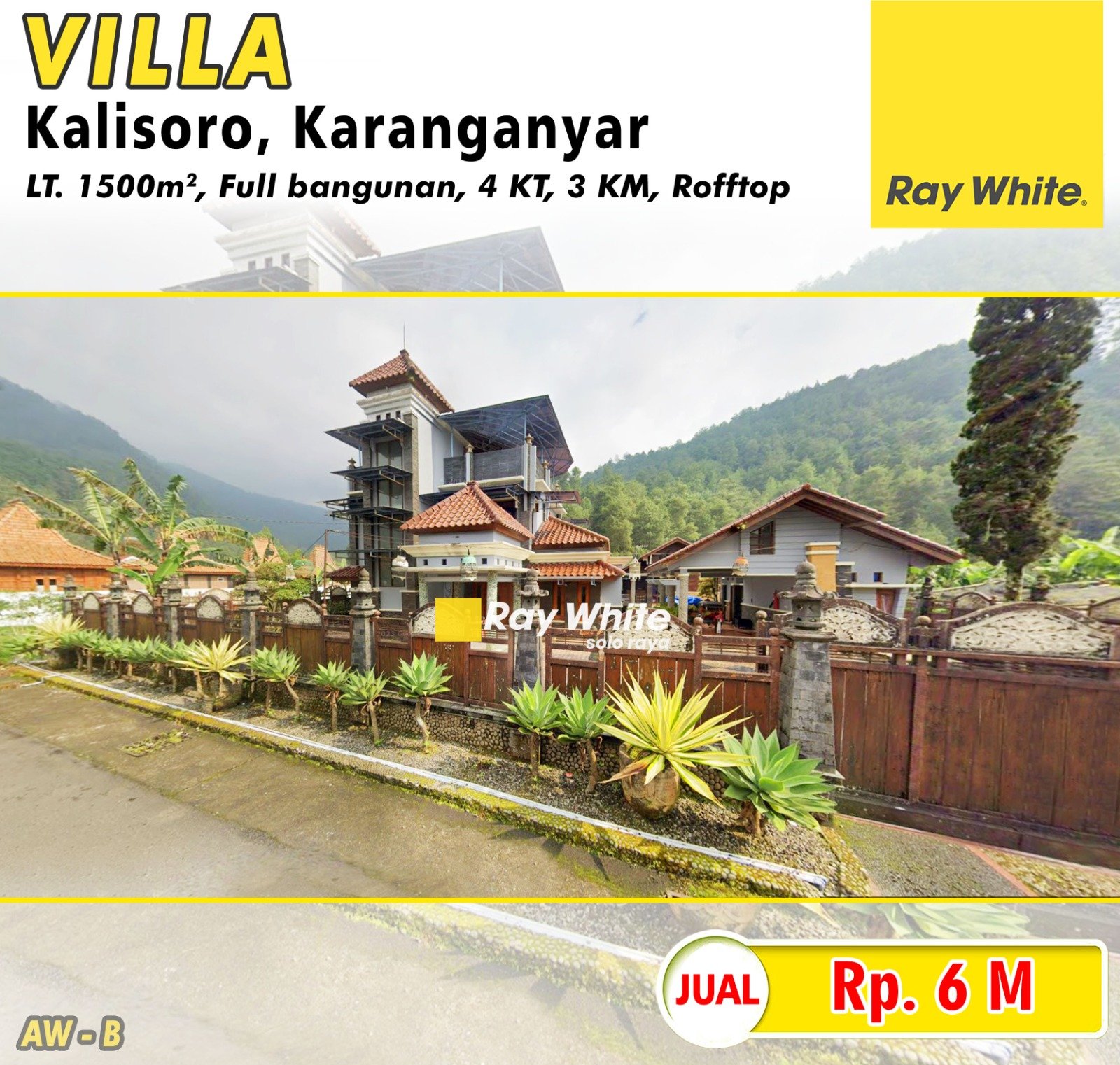Awan-Villa jual kalisoro karanganyar. Hrg 6M (pra listing). GRade B