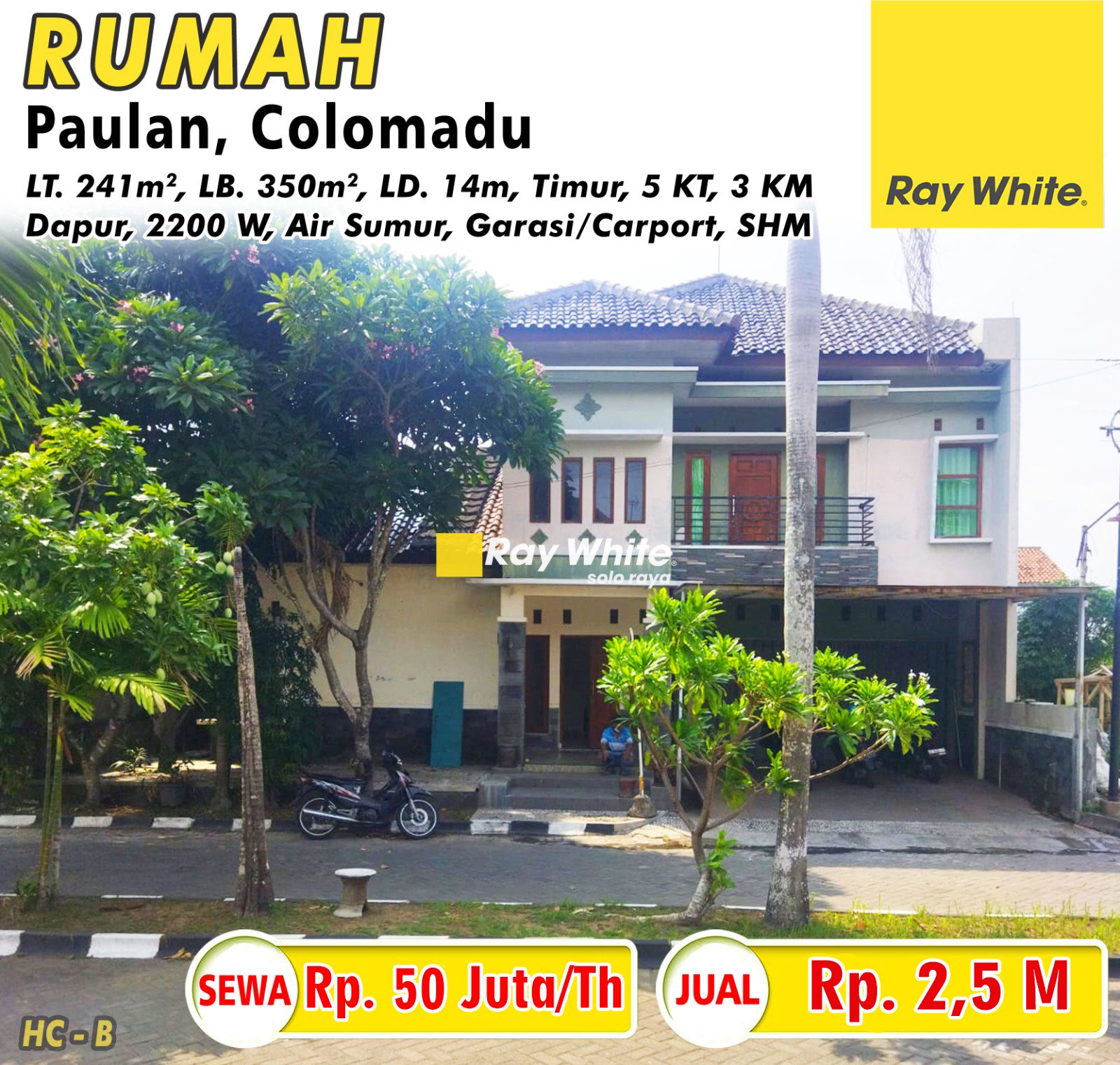 Hari CS-Rumah jual sewa perum tiara asri paulan colomadu karanganyar. HGB 0084. HRG 2,5M; 50Jt per th. Grade B