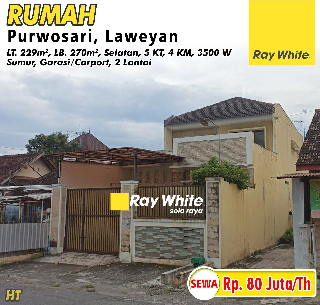 Hartono-Rumah sewa jl. kenanga purwosari laweyan surakarta. SHM 1693. Hrg 80Jt per th