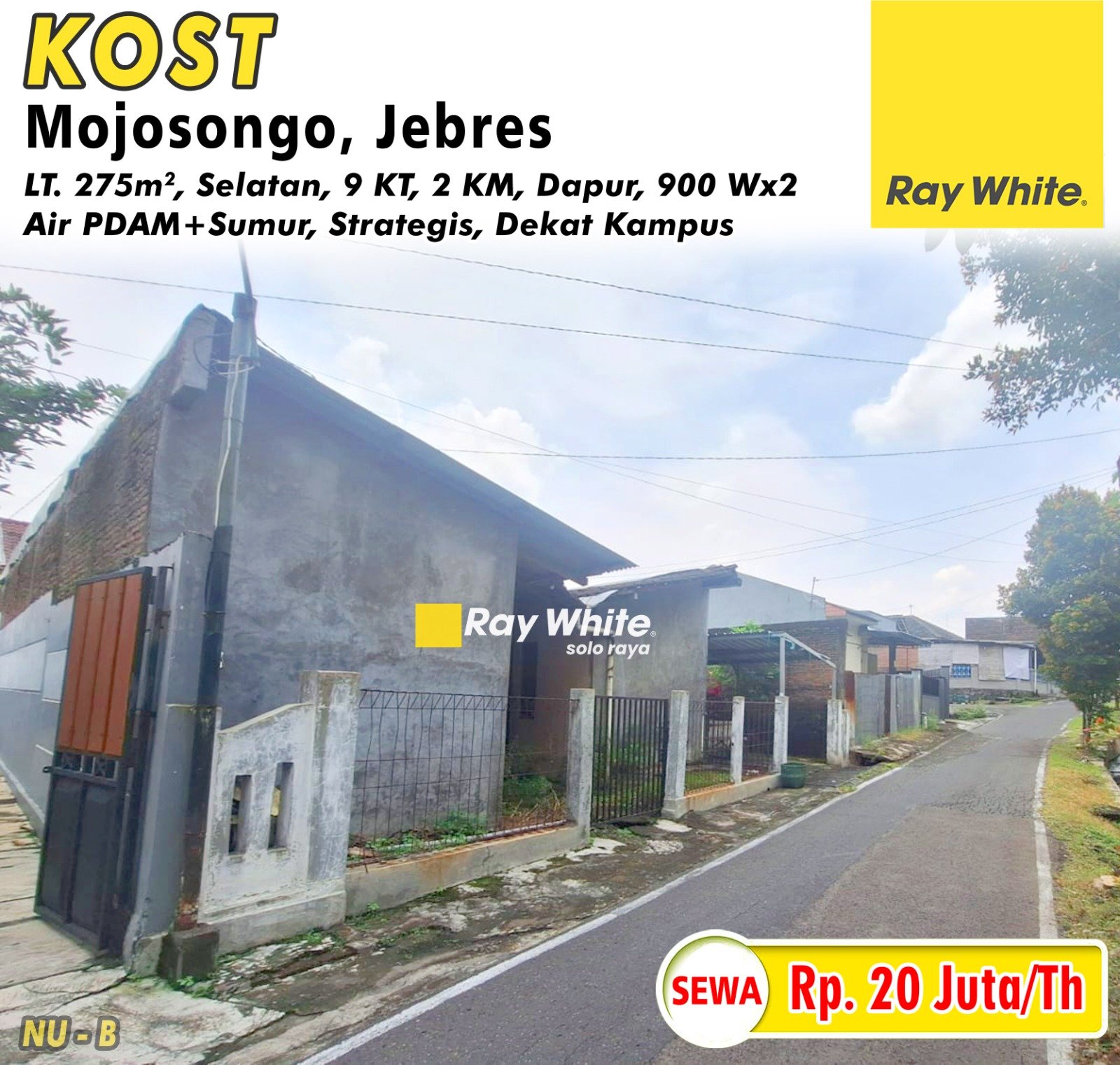 Nugroho-Kost sewa mojosongo jebres surakarta. HRg 20Jt per th. grade B (pra listing)