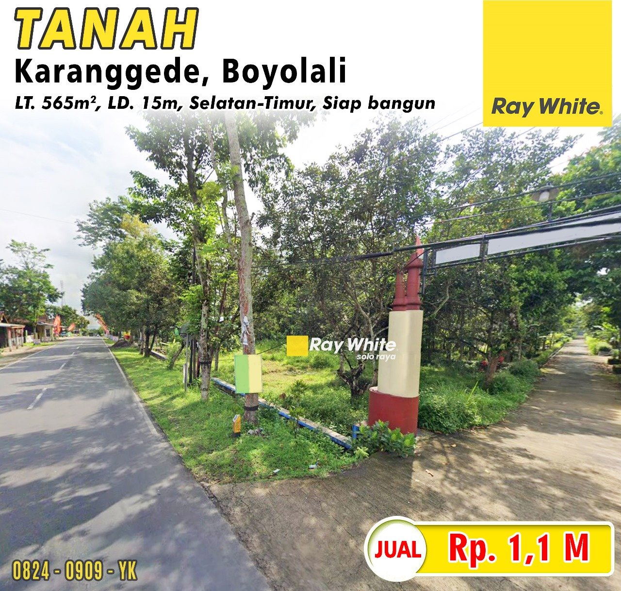 0909. Yanik-Tanah jual tegalsari karanggede boyolali. Hrg 1,1M (pra listing)