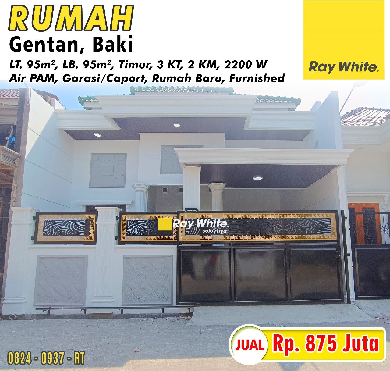 0937. Rita-Rumah jual gentan waru baki sukoharjo. Hrg 875Jt (pra listing)