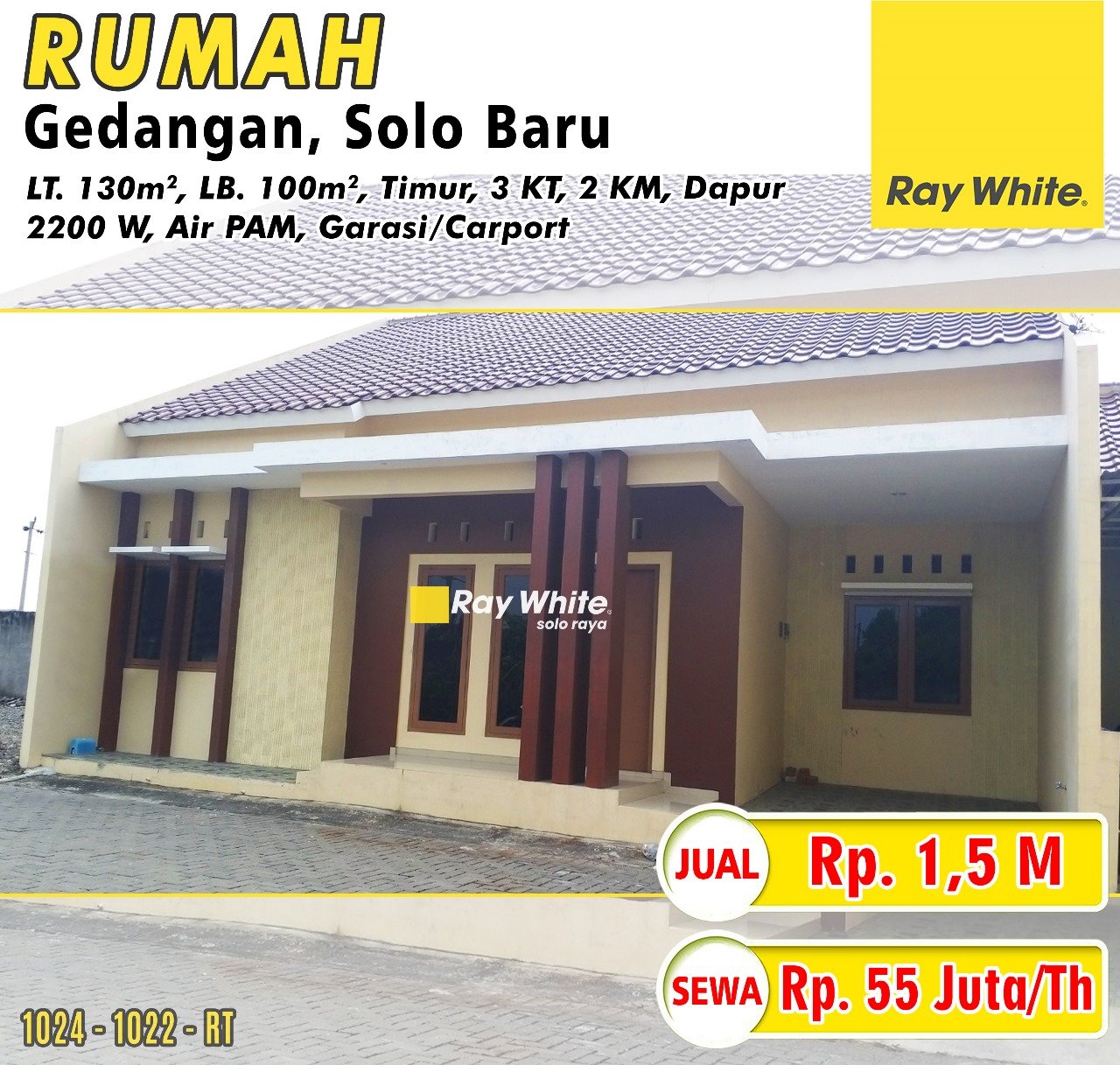 1022. Rita-Rumah jual sewa betania regency solo baru gedangan grogol sukoharjo. Hrg 1,5M ; 55Jt per th (pra listing)