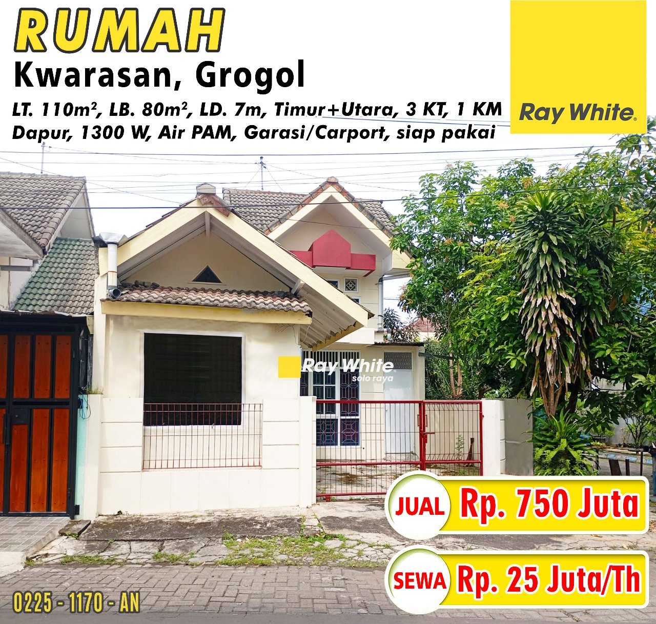 1170. Anton-Rumah jual sewa jl. rambutan kwarasan grogol sukoharjo. HRg 750Jt; 25Jt per th (pra listing)