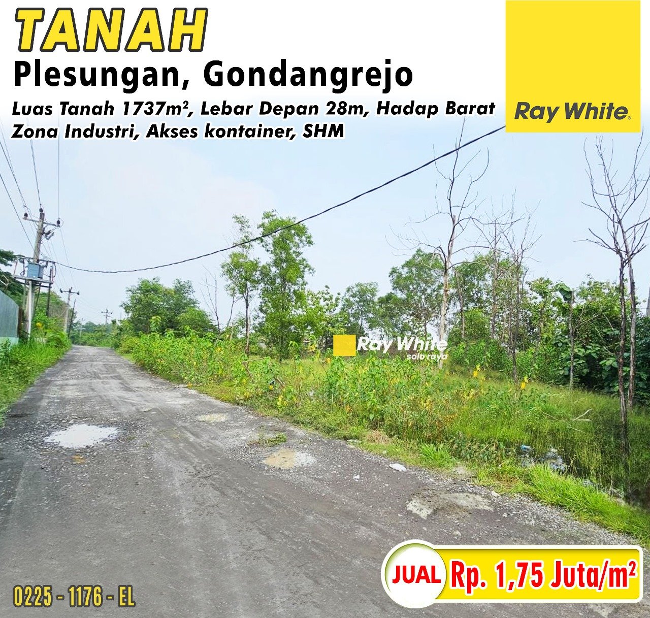 1175. Elsye-Tanah jual plesungan gondangrejo karanganyar. HRg 1,75Jt per m2 (pra listing)