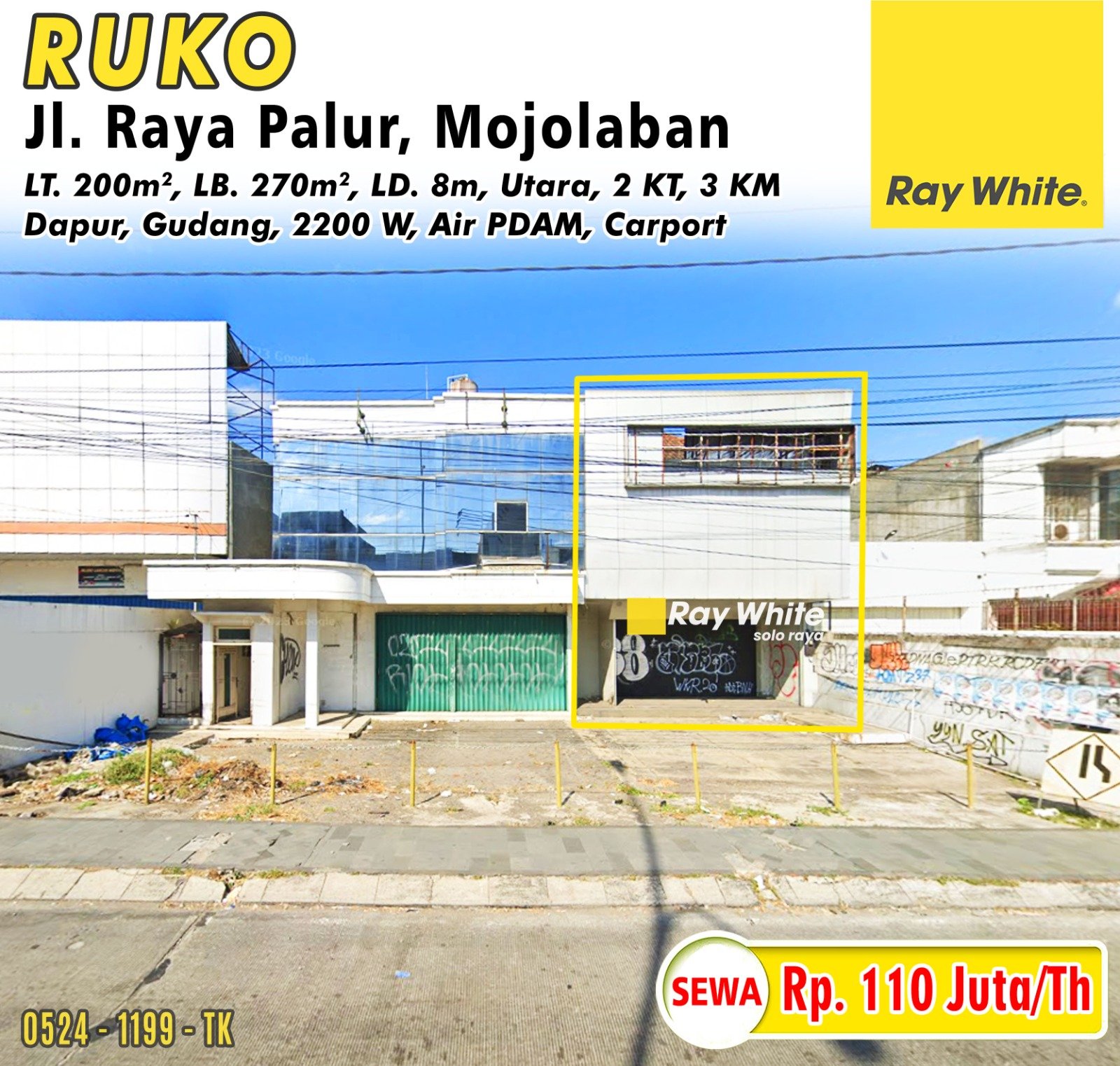 1199.Tatik-Ruko sewa jl. raya palur palur mojolaban sukoharjo. SHM 7178. HRg 110Jt per th