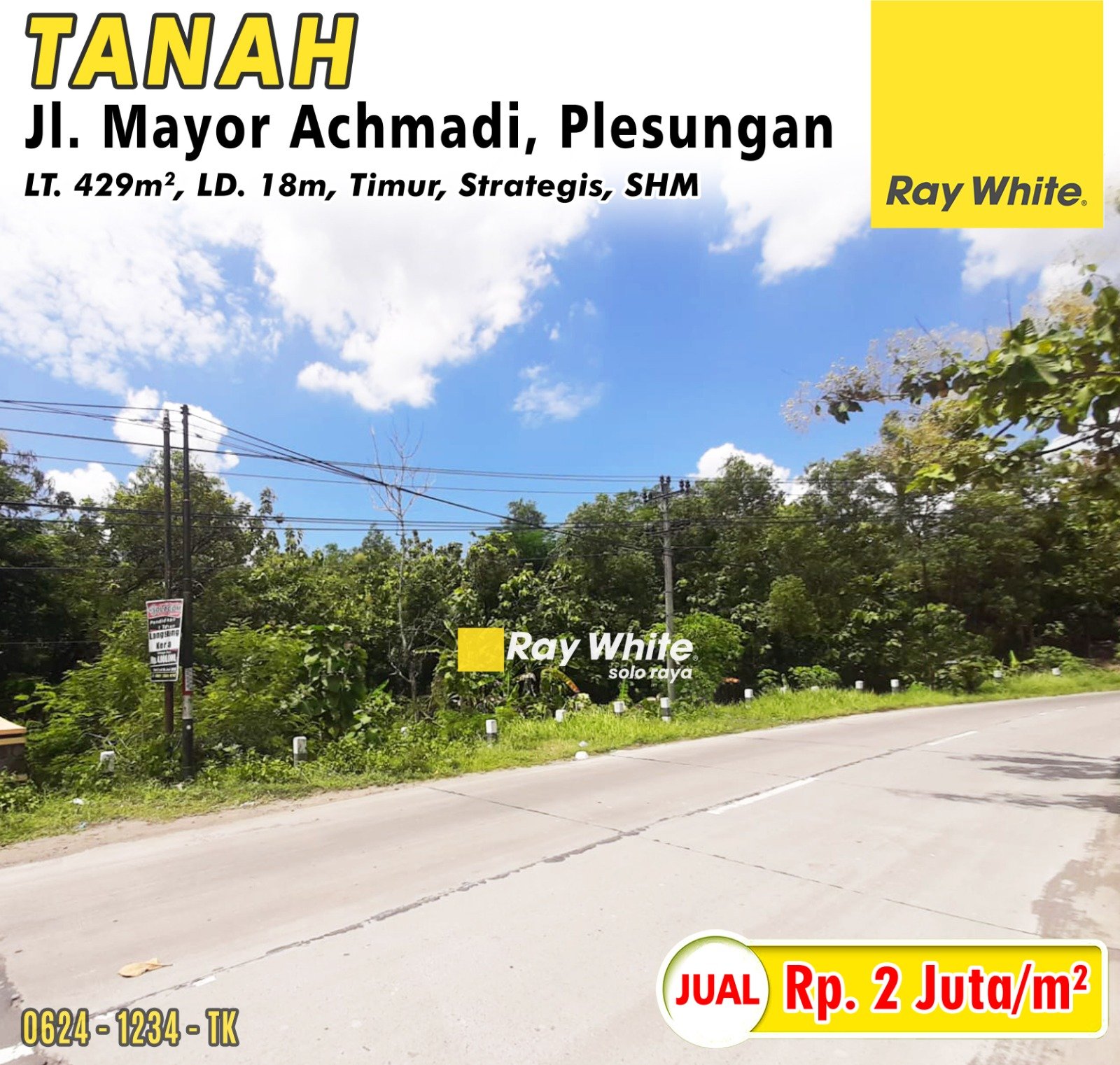 1234.Tatik-Tanah jual jl. mayor achmadi plesungan gondangrejo karanganyar. SHM 4562. Hrg 2Jt per m2