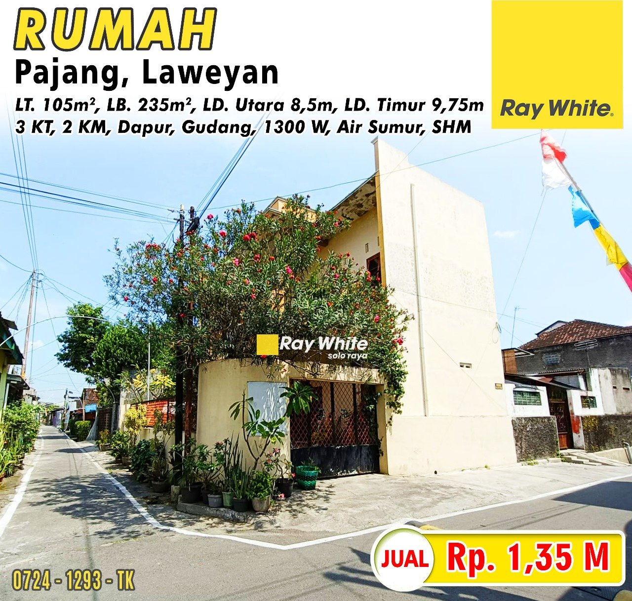 1292. Tatik-Rumah jual jl. alpukat pajang laweyan surakarta. SHM 7301. Hrg 1,35M