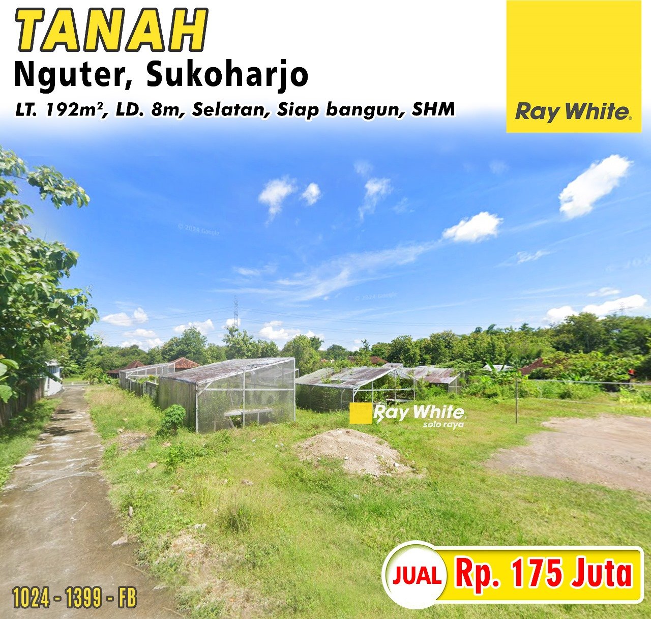 1399. FEbina-tanah jual plesan nguter sukoharjo. SHM 2730. HRg 175Jt