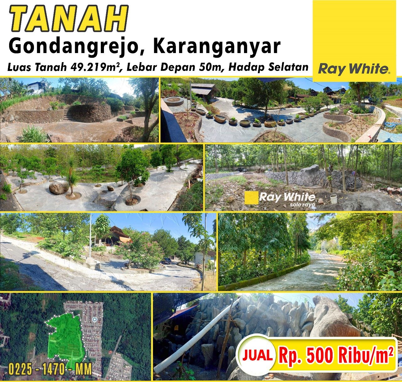 1470. Meme-Tanah jual rejosari gondangrejo karanganyar. SHM. HRg 500Rb per m2