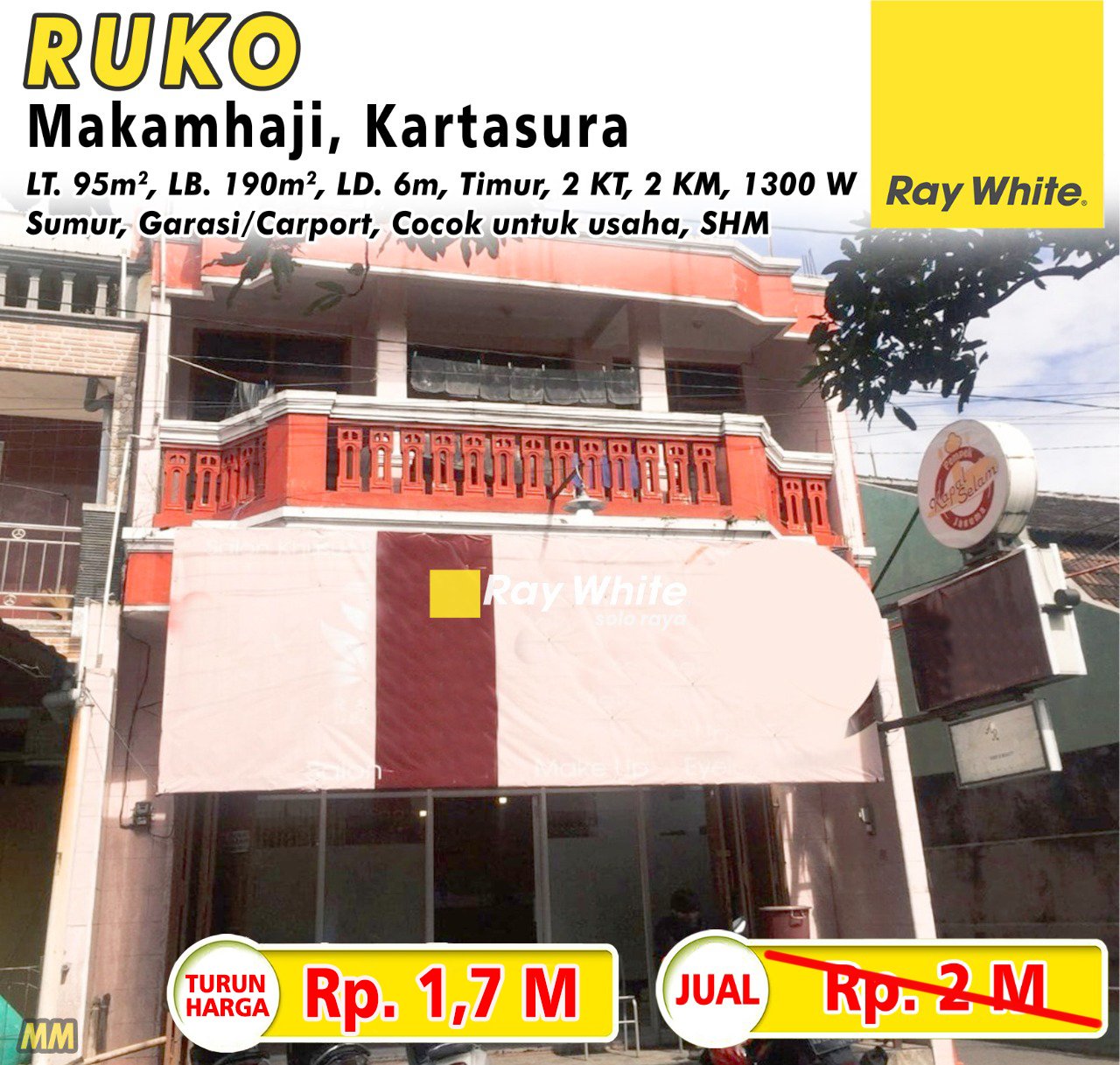 Meme-Ruko jual jl. transito makamhaji kartasura sukoharjo. SHM 9258. Hrg 2M turun jd 1,7M