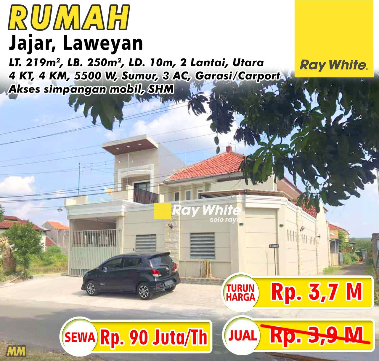 Meme-Rumah jual jl. melon raya jajar laweyan surakarta. Hrg 3,9M turun jd 3,7M; sewa 90jt per th (pra listing)