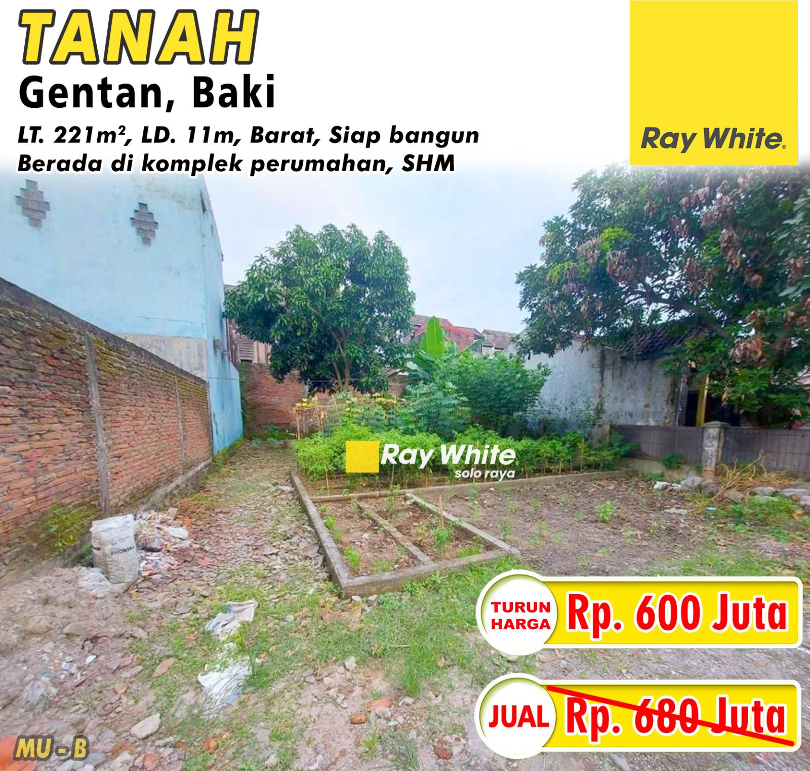 Muhammad-Tanah jual gentan baki sukoharjo. SHM 2075. HRg 680Jt turun jd 600Jt. Grade B