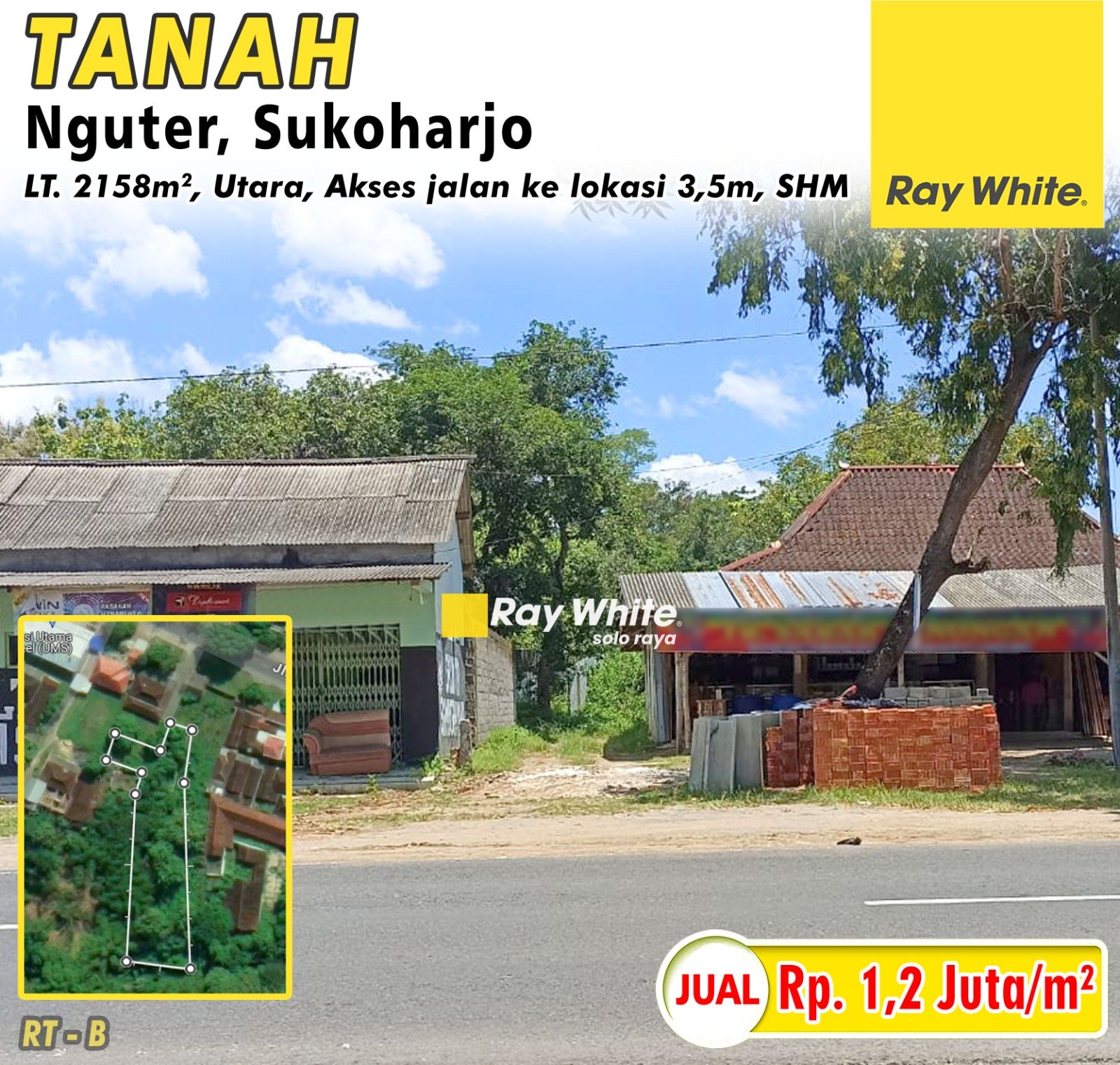 Rita-Tanah jual gapit nguter sukoharjo. SHM 1696,1692. HRg 1,2Jt per m2. GRade B