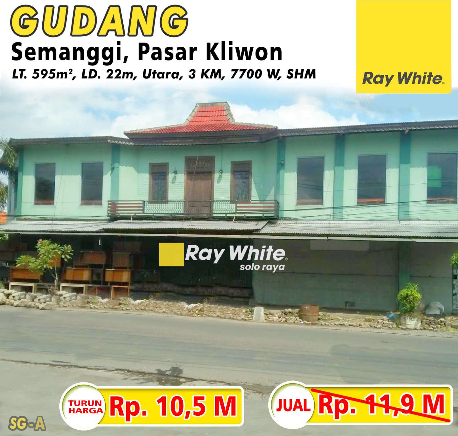 Sugiman-Gudang jual mojo semanggi pasar kliwon surakarta. SHM 6889. HRg 11,9M turun jd 10,5M. GRade A