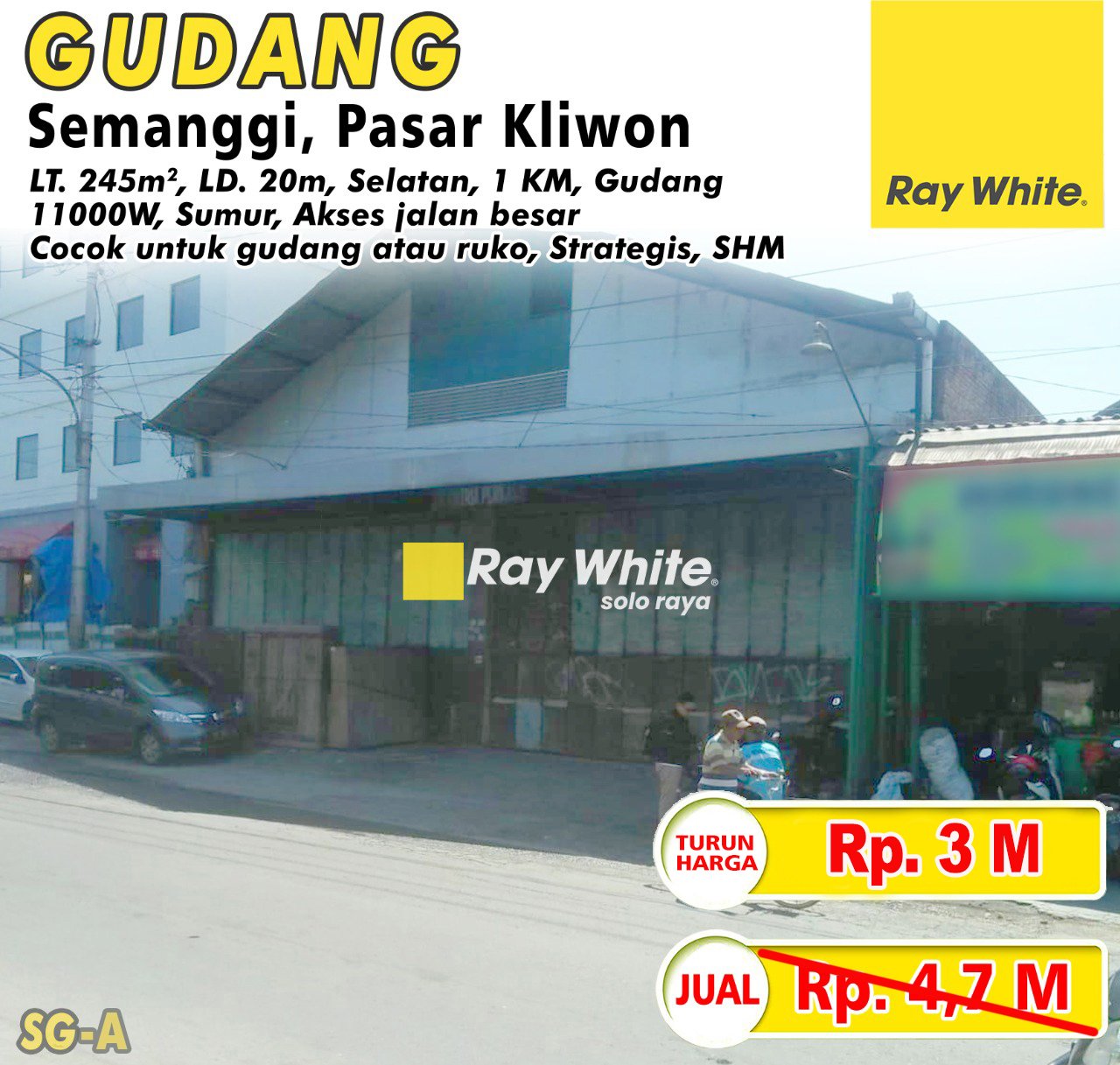 Sugiman-Gudang jual semanggi pasar kliwon surakarta. SHM 616. Hrg 4,7M turun jd 3M. Grade A