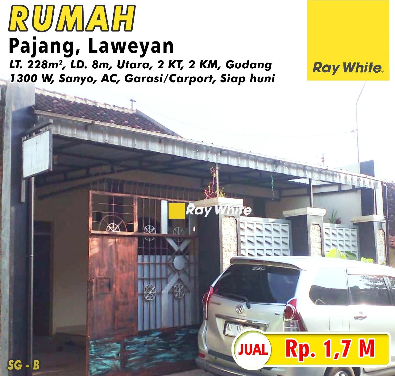 Sugiman-Rumah jual pajang laweyan surakarta. Hrg 1,7M. Grade B (pra listing)