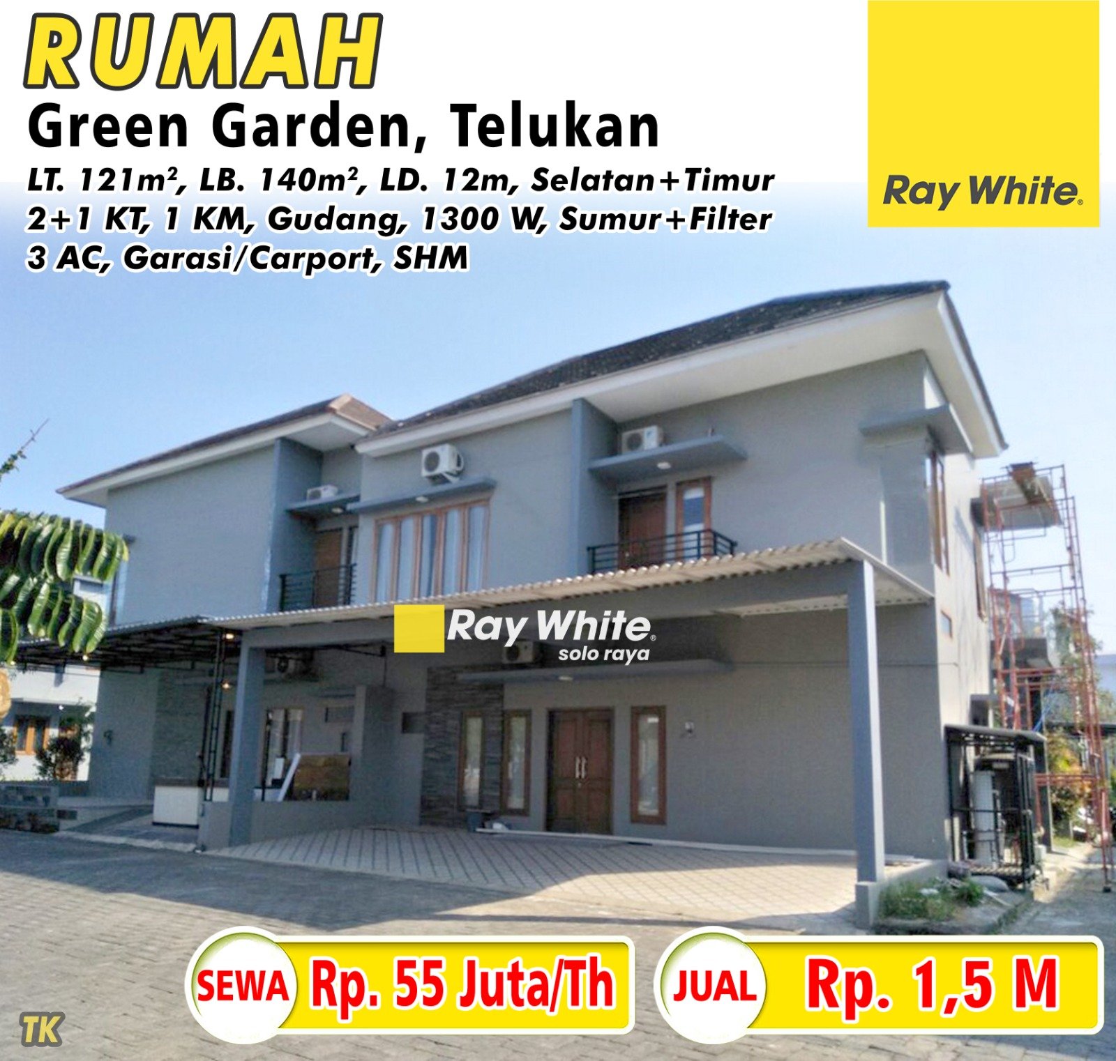 TAtik-Rumah jual sewa grogol green garden telukan grogol sukoharjo. SHM 6476. HRg 1,5M ; 55Jt per th
