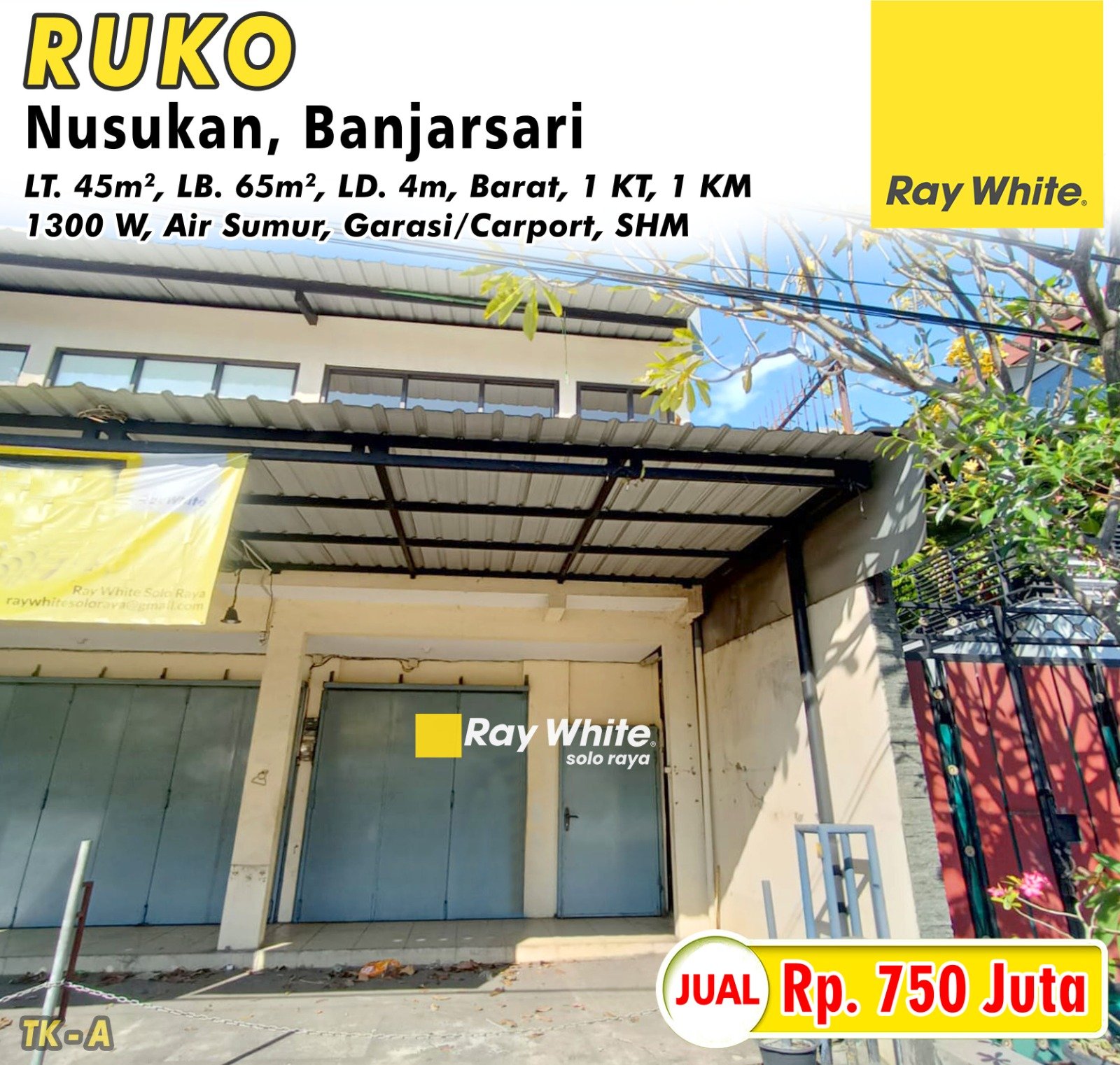 Tatik-Ruko jl. letjend sutoyo nusukan banjarsari surakarta. SHM 6974. Hrg 750Jt