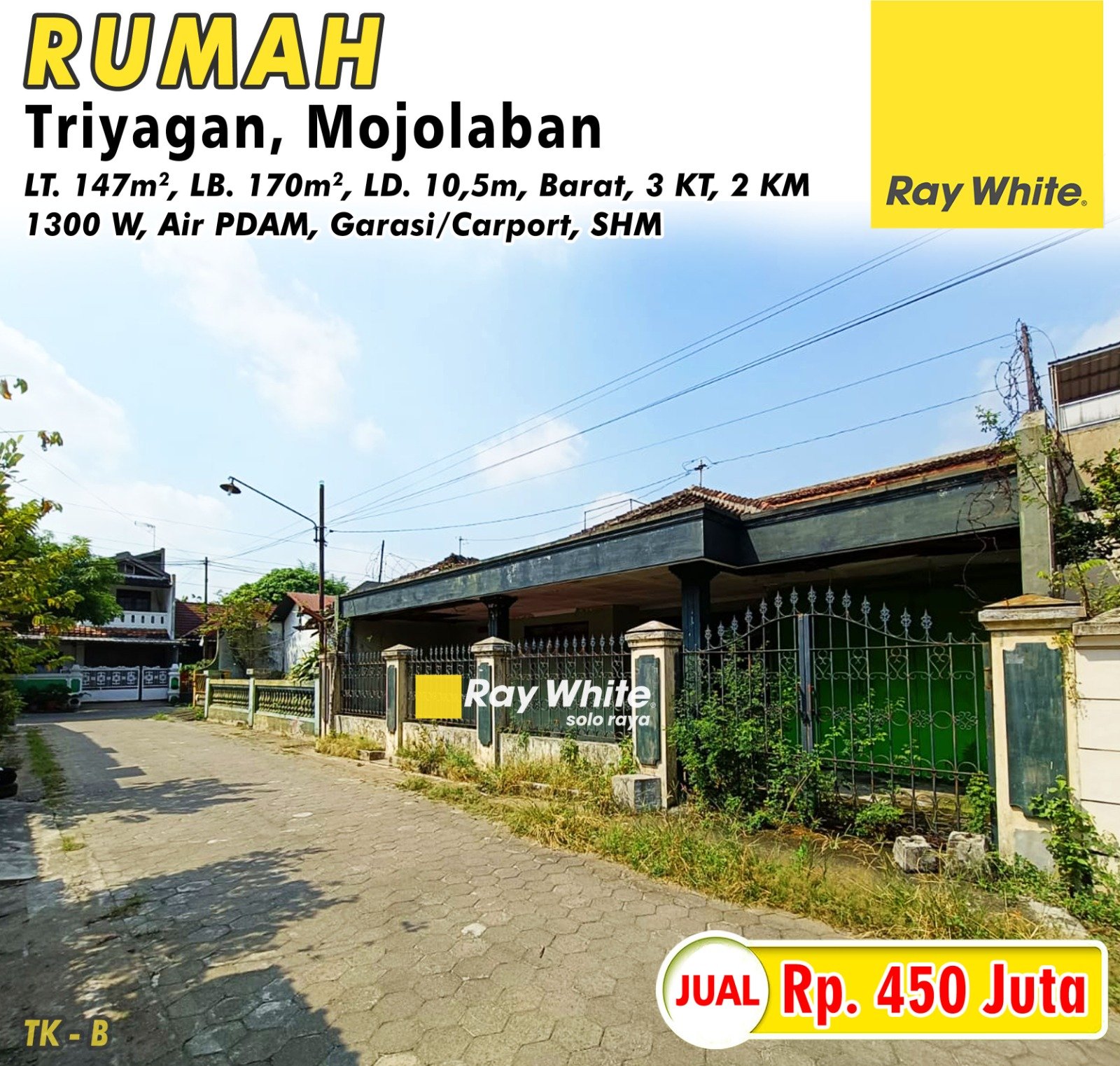 Tatik-Rumah jual jl. podang triyagan mojolaban sukoharjo. SHM 4315. HRg 450Jt. GRade B