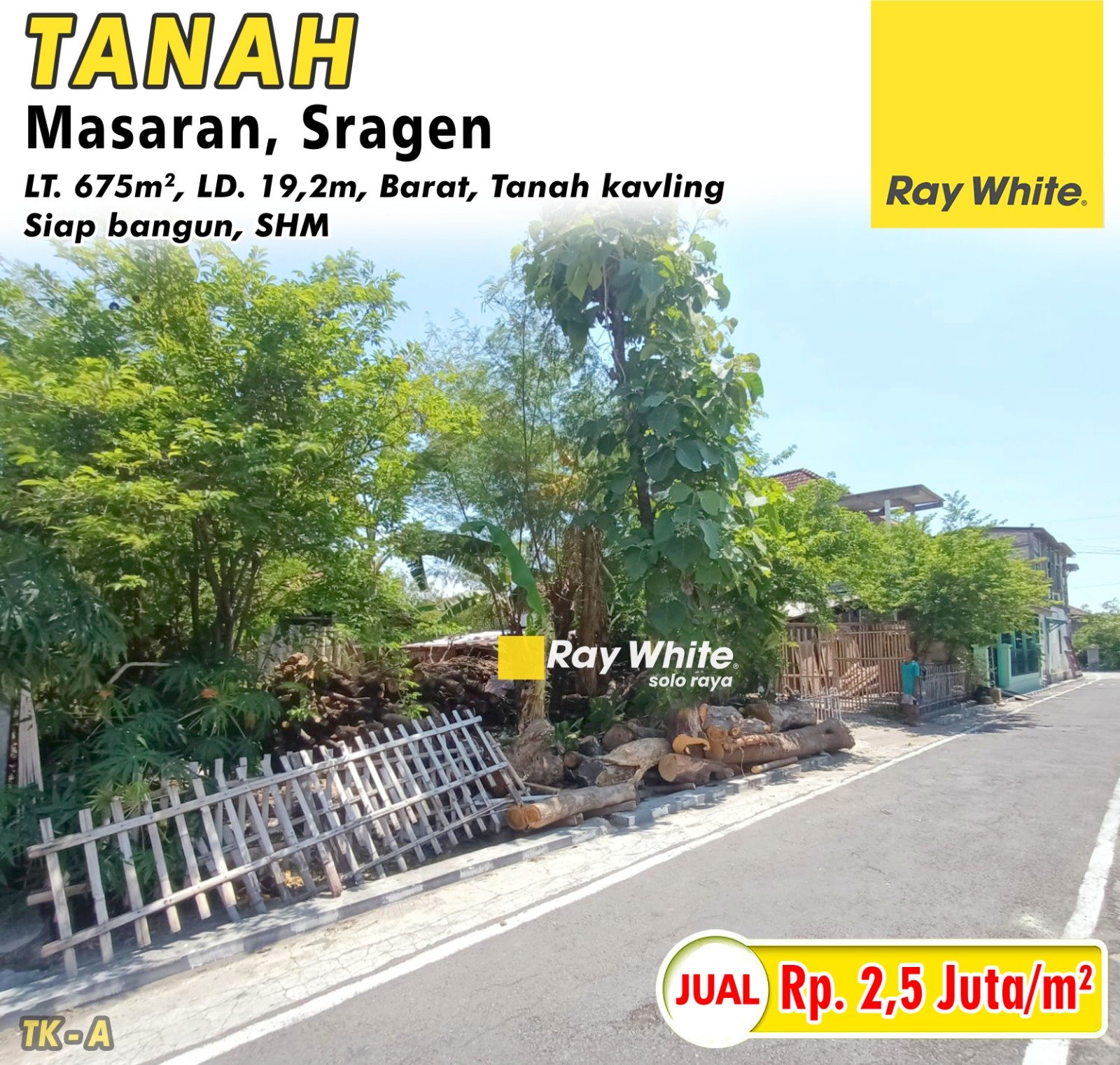 Tatik-Tanah jual masaran sragen. SHM 970. Hrg 2,5Jt per m2. Grade A