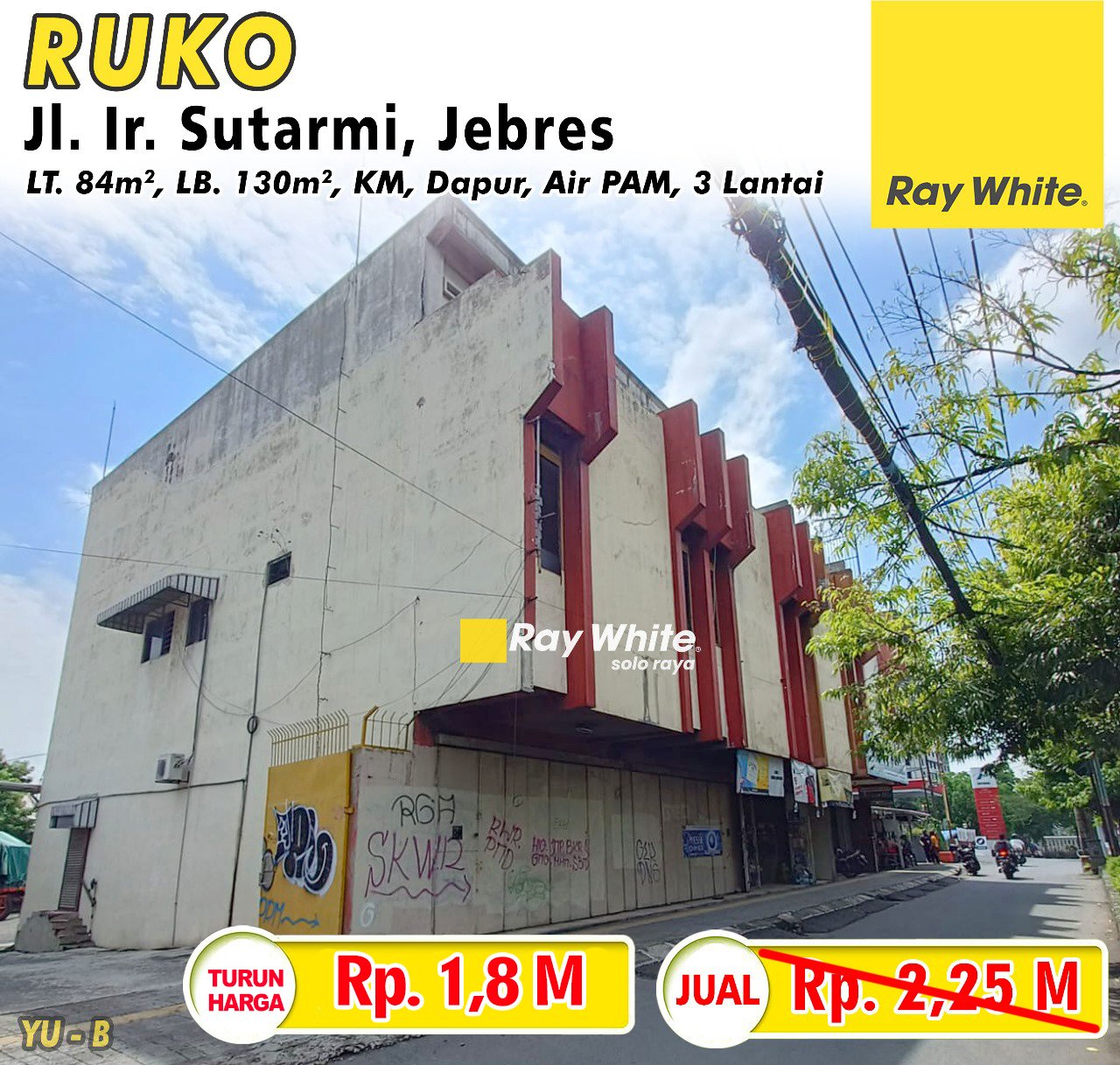 Yuniar-Ruko jual jl. ir sutarmi jebres surakarta. Hrg 2,25M turun jd 1,8M. Grade B (pra listing)