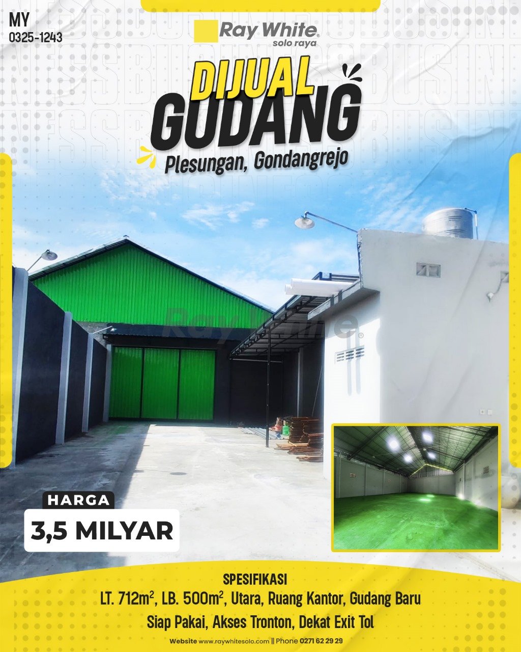 1243. Myra-gudang jual plesungan gondangrejo karanganyar. HRg 3,5M (pra listing)