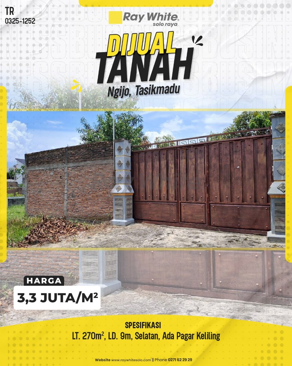 1253. Thara-Tanah jual pokoh baru ngijo tasikmadu karanganyar. HRg 3,3Jt per m2 (pra listing)