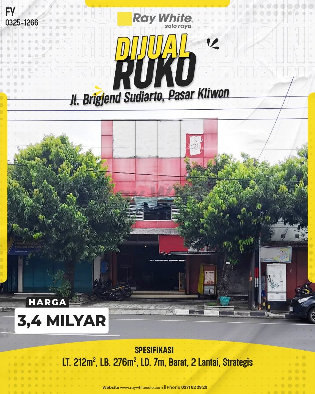 1266. Fandy-ruko jual jl. brigjend sudiarto joyosuran pasar kliwon surakarta. HRg 3,4M (pra listing)