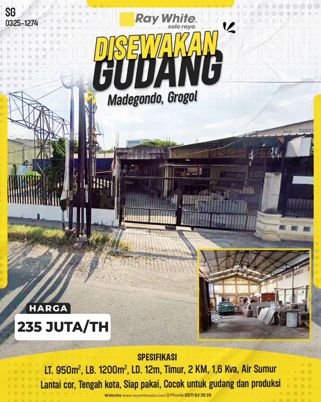 1273. Sugiman-Gudang sewa madegondo grogol sukoharjo. HRg 235Jt per th (pra listing)
